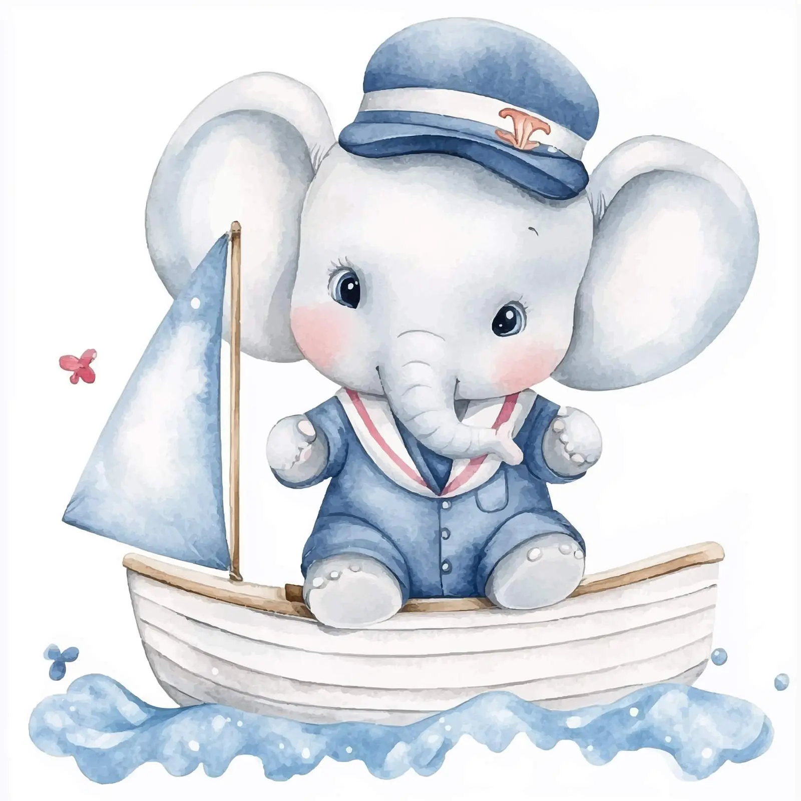Cute Baby Elephant in Sailor Suit – free family friendly image from Dotvec