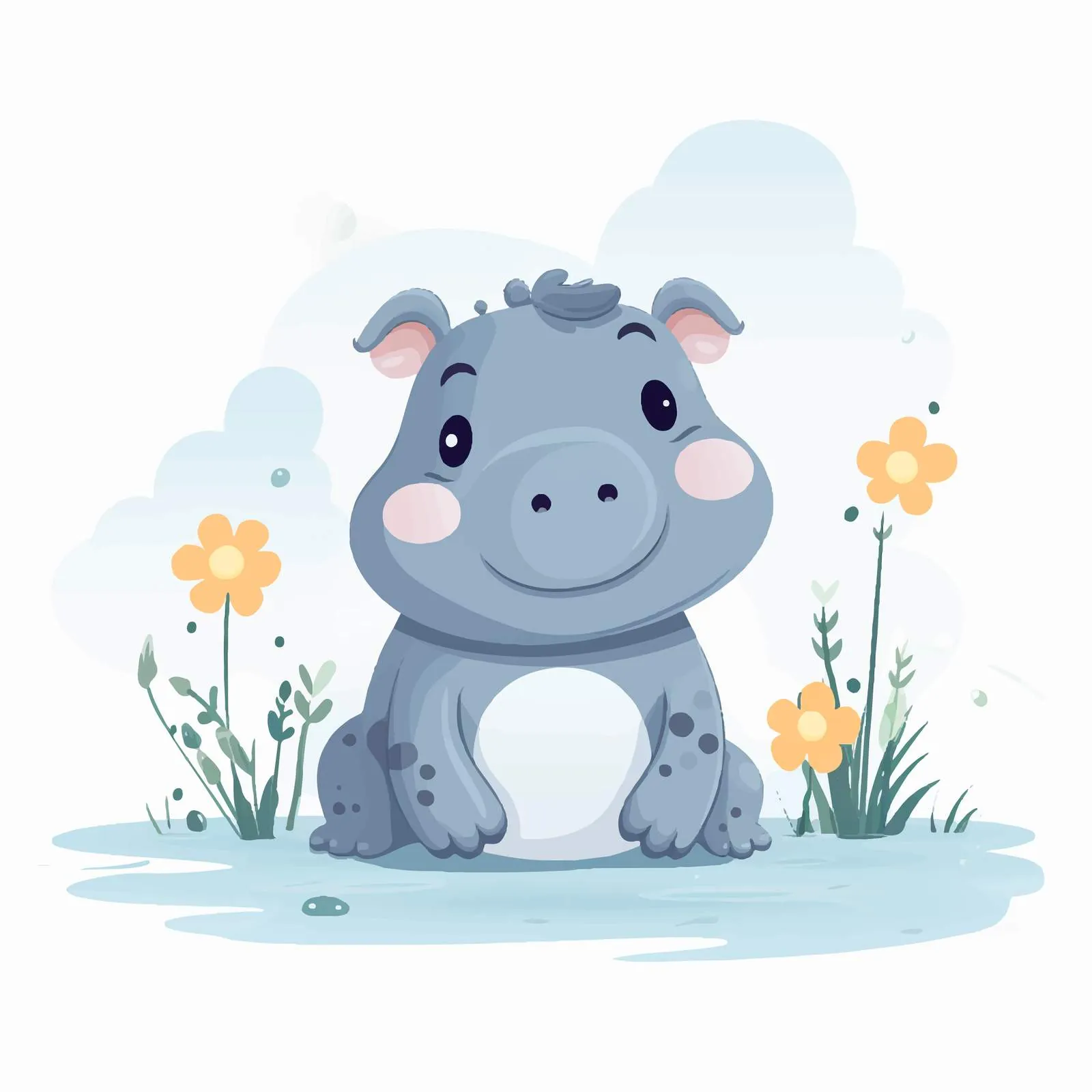 Cute Baby Hippo Vector Art — free download from Dotvec