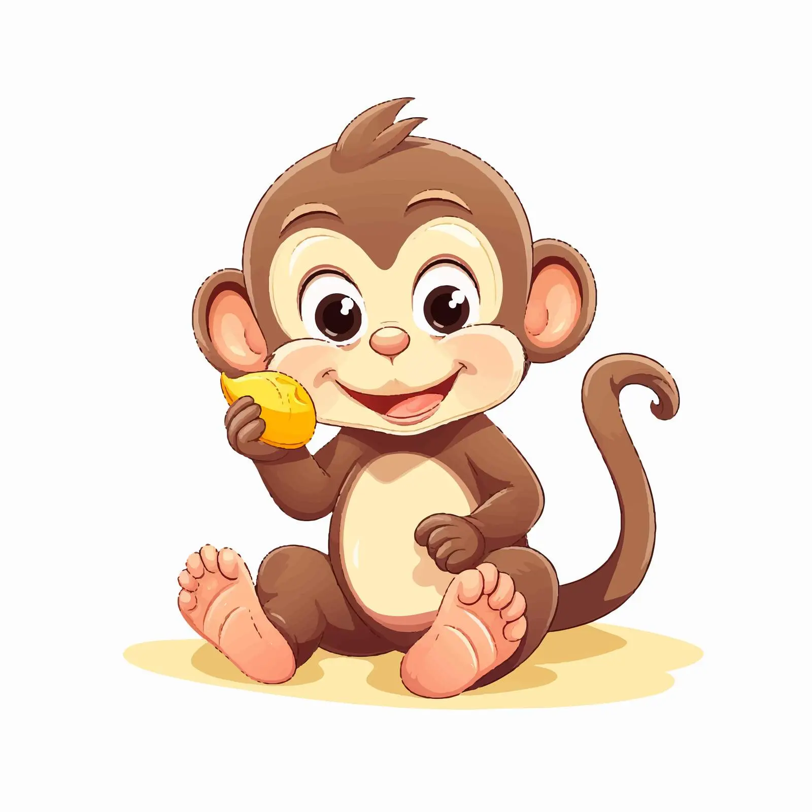 Cute Baby Monkey with Banana in Jungle — free download from Dotvec