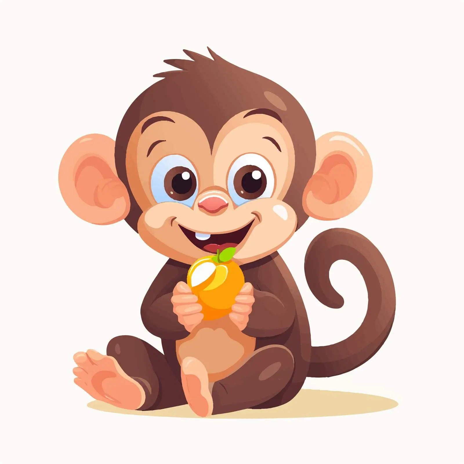 Cute Baby Monkey with Banana in Jungle — free download from Dotvec