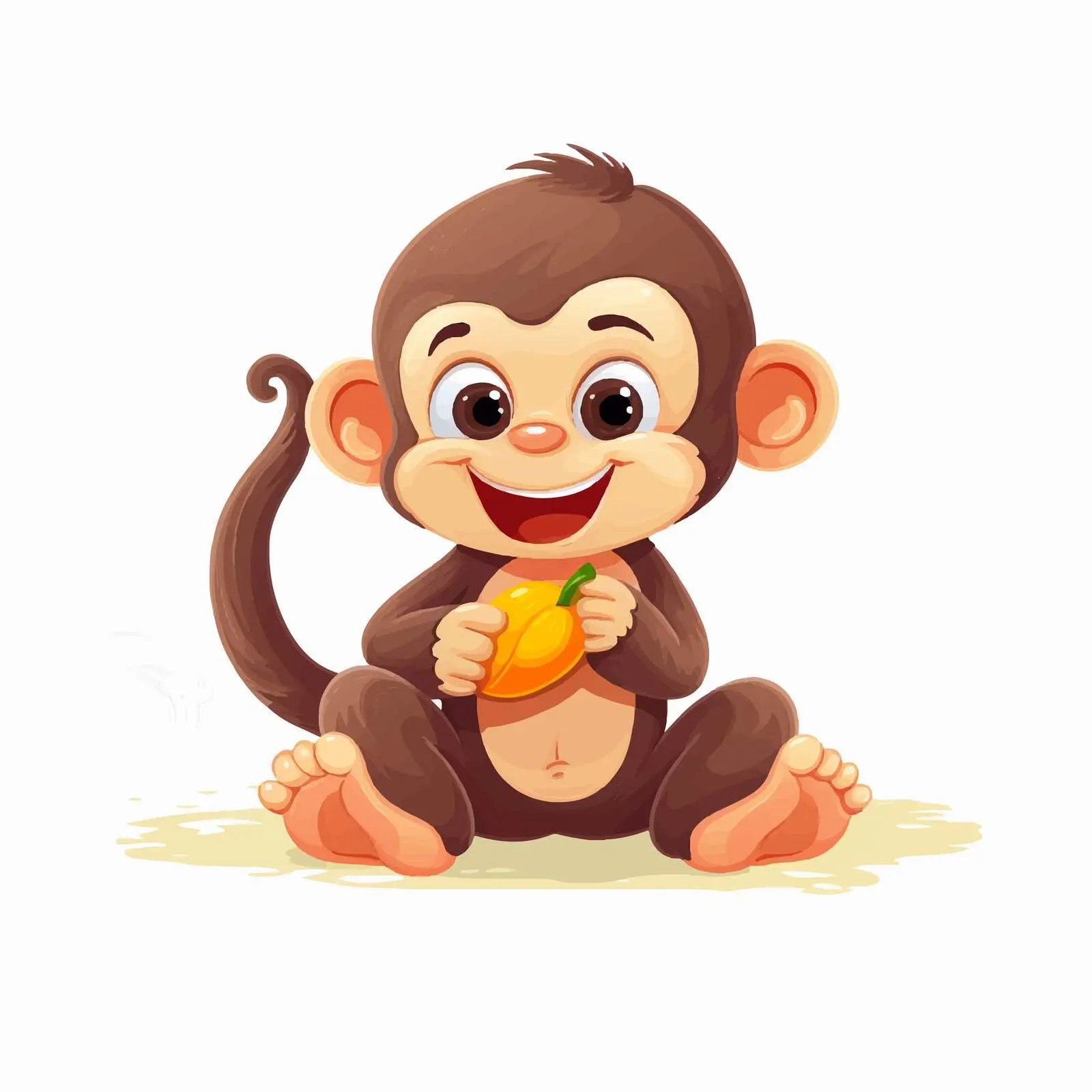Cute Baby Monkey with Banana in Jungle — free download from Dotvec