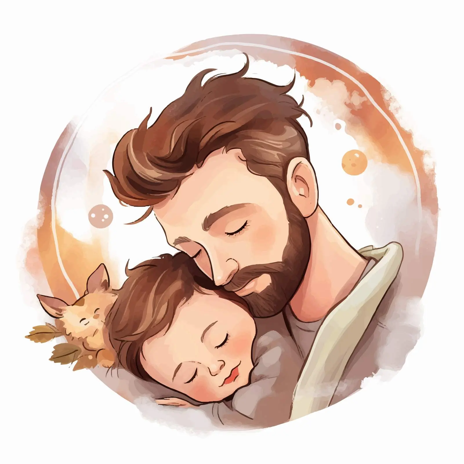 Banner of Sleeping Dad with Newborn Baby — free download from Dotvec