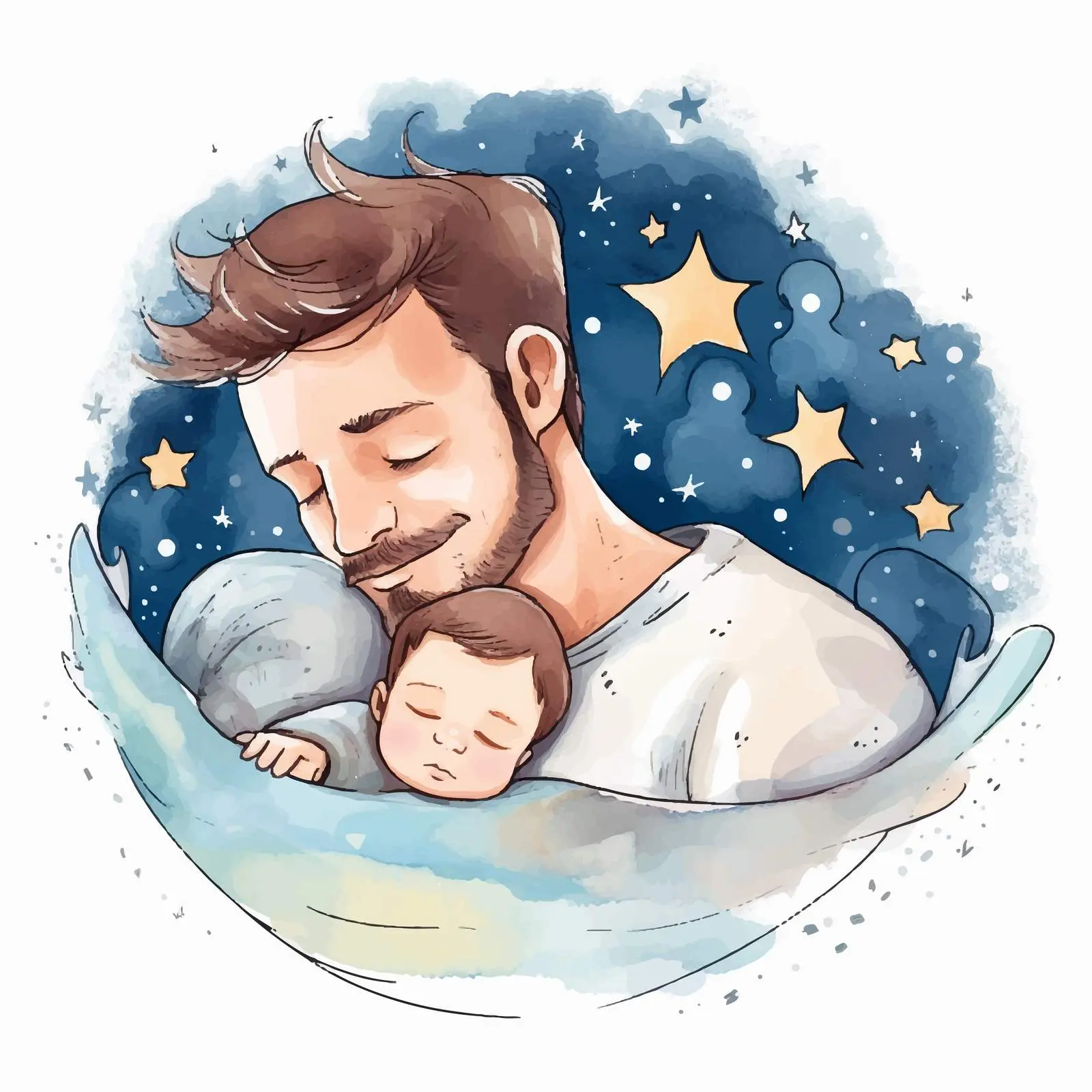 Sleeping Baby and Dad Vector Banner Decoration — free download from Dotvec
