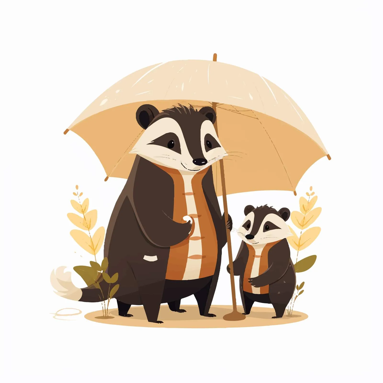 Adorable Badger Family Standing Together — free download from Dotvec
