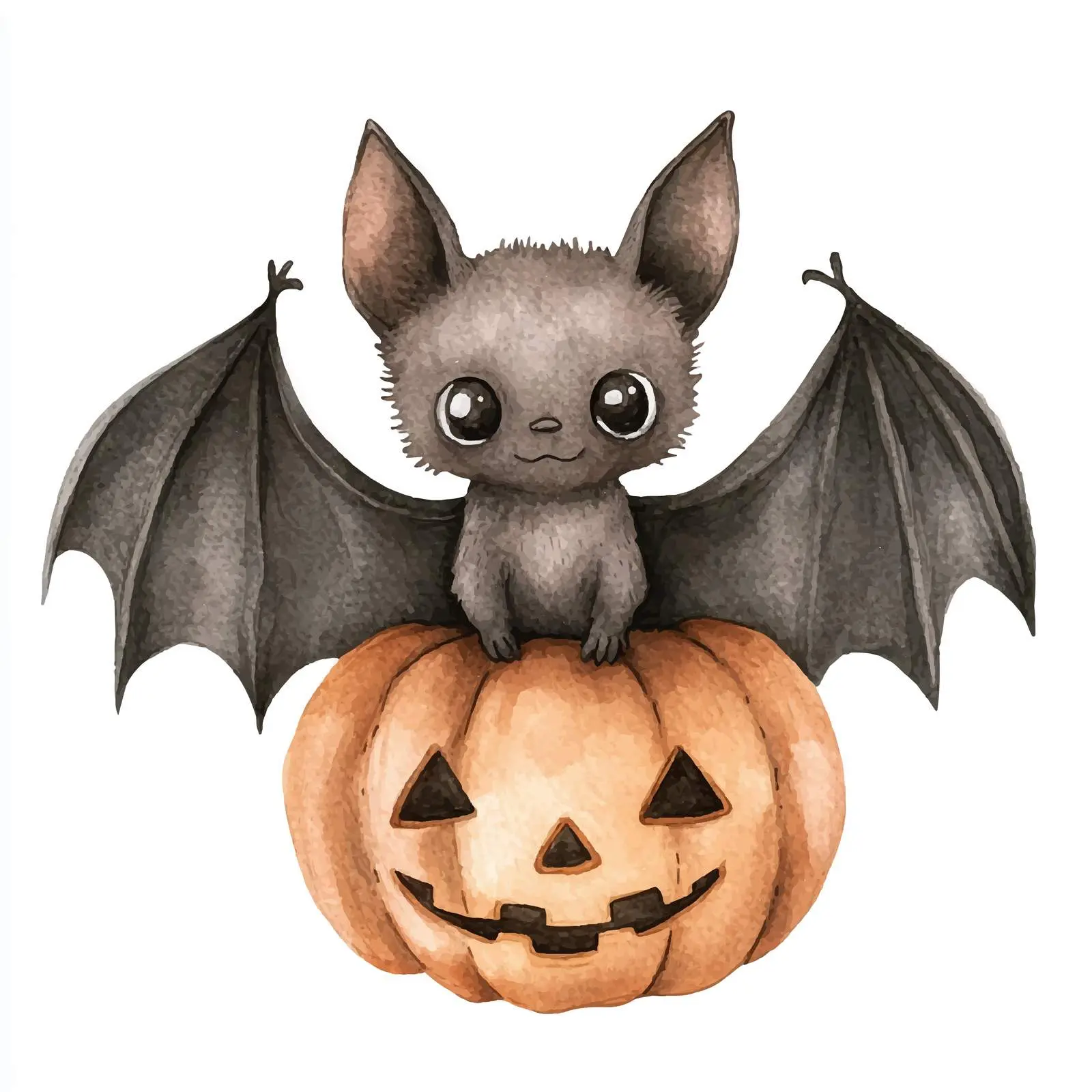 Cute Cartoon Bat Watercolor Illustration – free vector animal image from Dotvec
