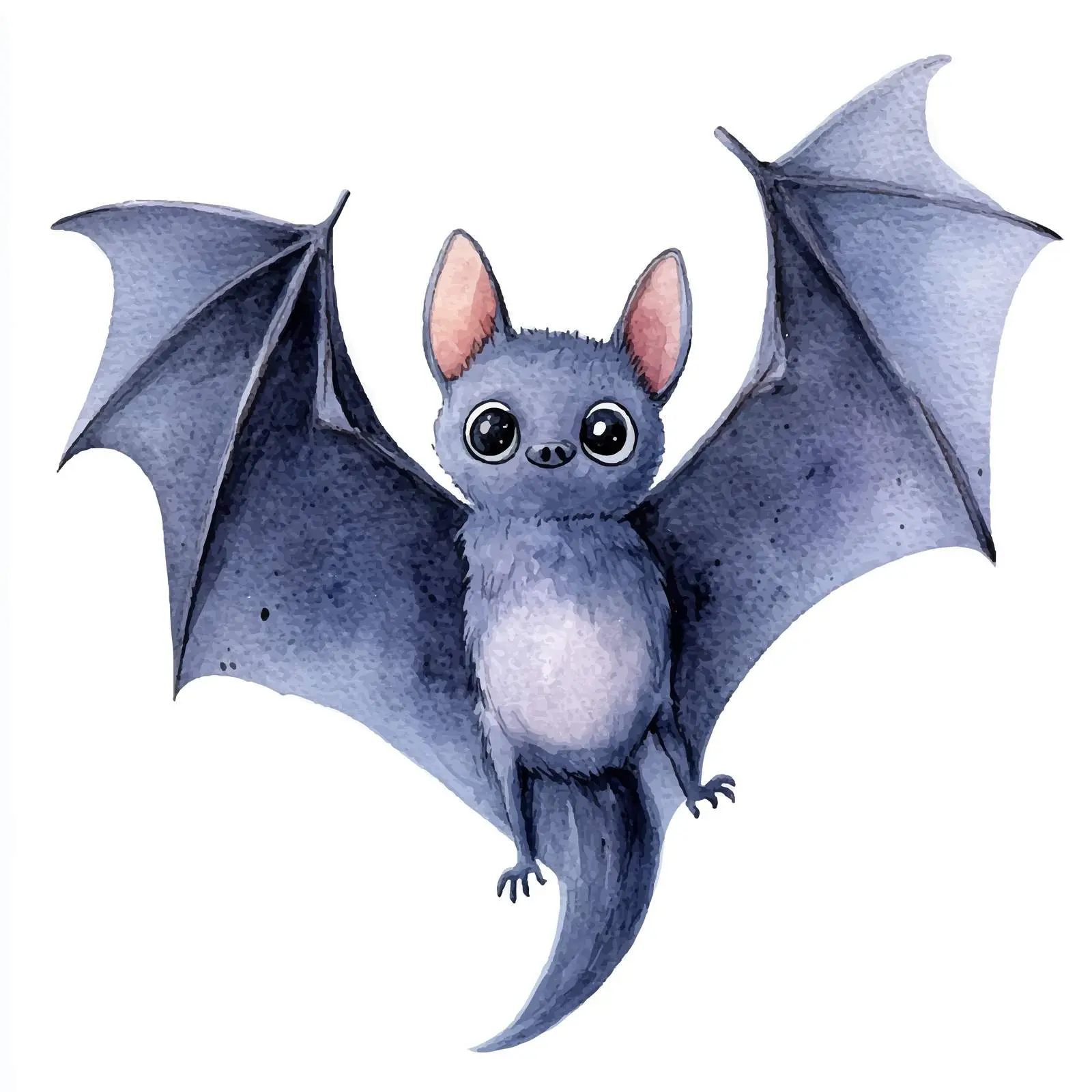 Cute Cartoon Watercolor Bat Illustration — free download from Dotvec