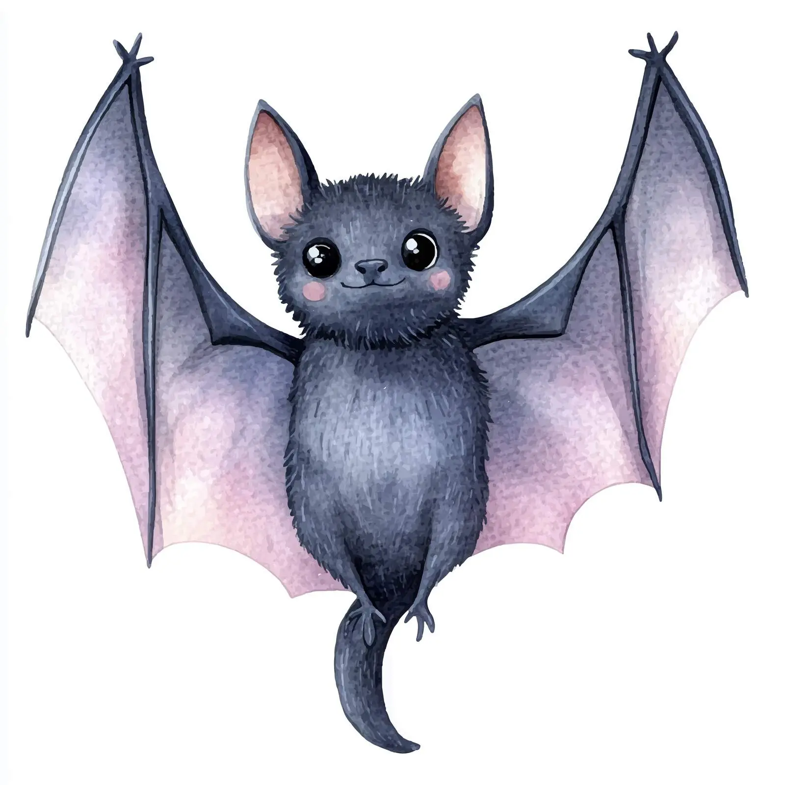 Cute Cartoon Watercolor Bat Illustration — free download from Dotvec