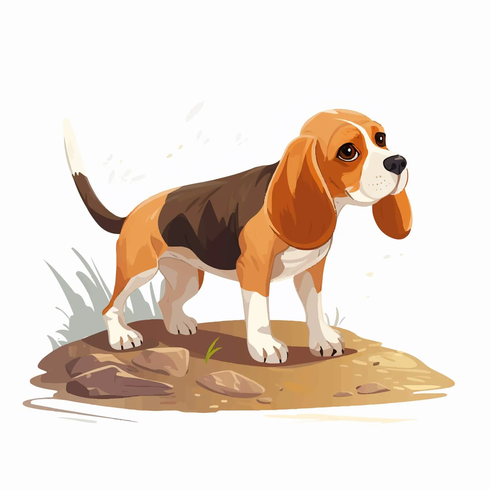 Cute Beagle Sniffing the Floor — free download from Dotvec