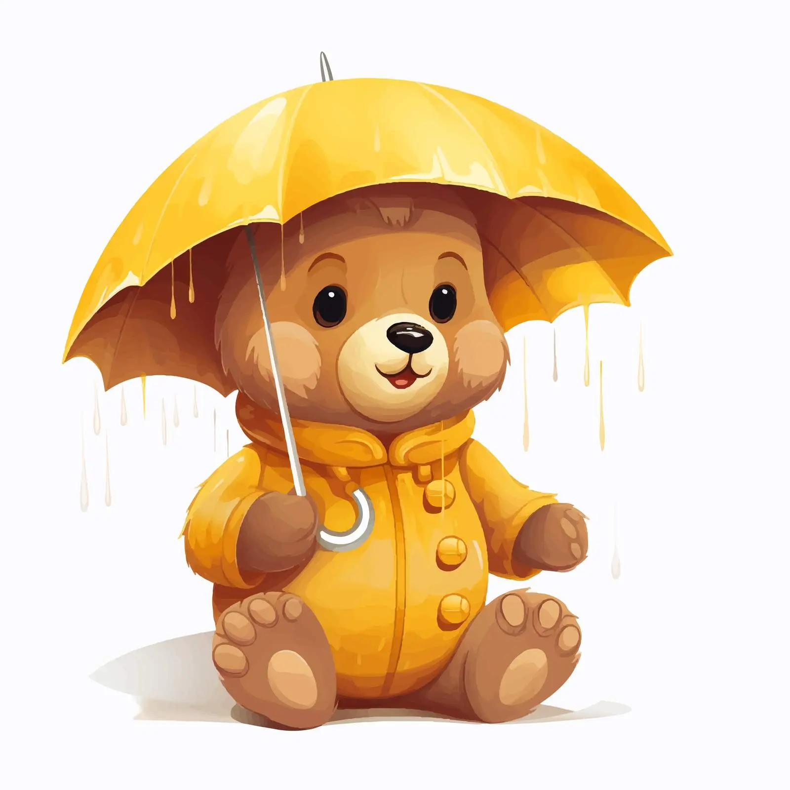 Cute Bear with Umbrella in Rainy Weather — free download from Dotvec