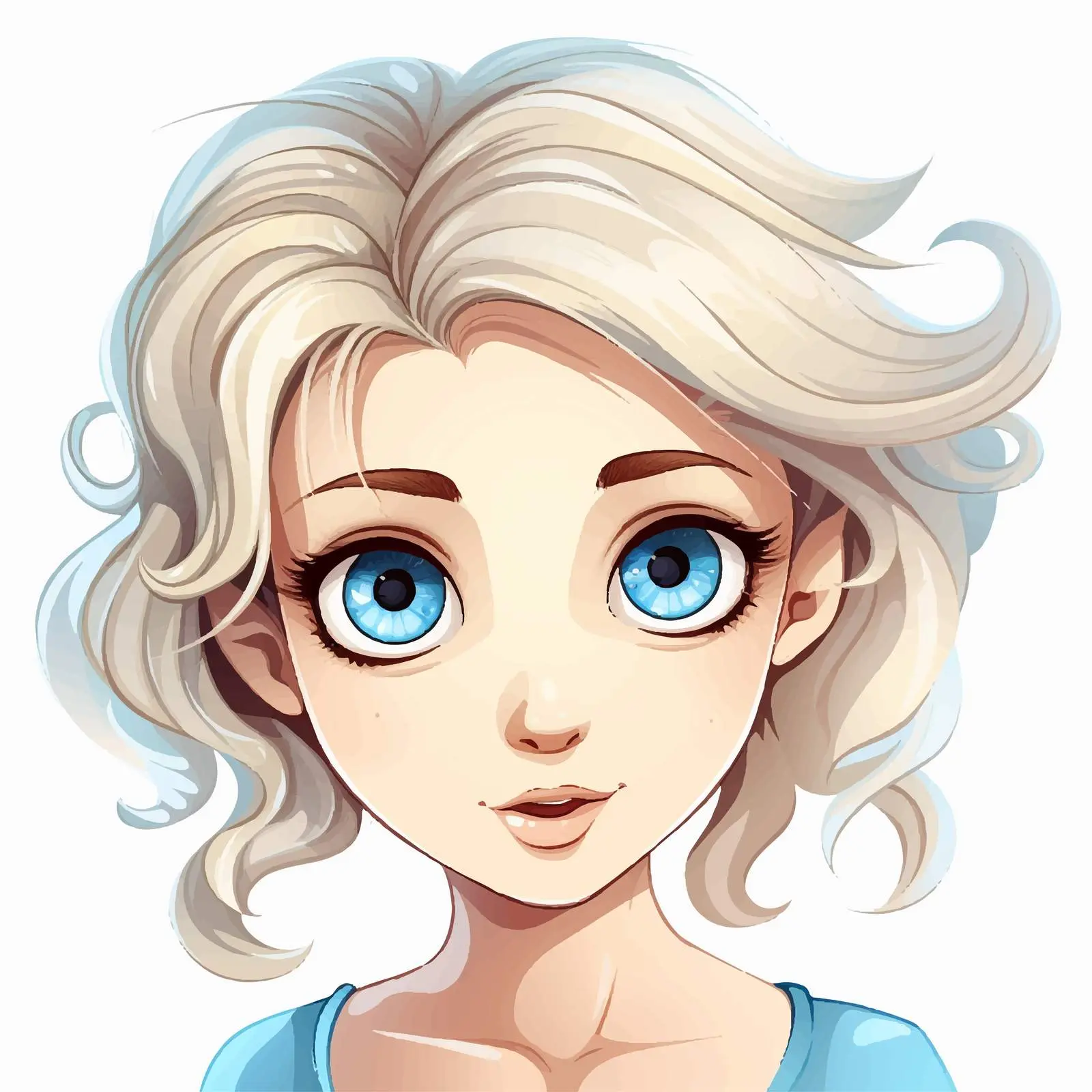 Cute Blonde Girl with Blue Eyes Vector Illustration – free blue eyes image from Dotvec