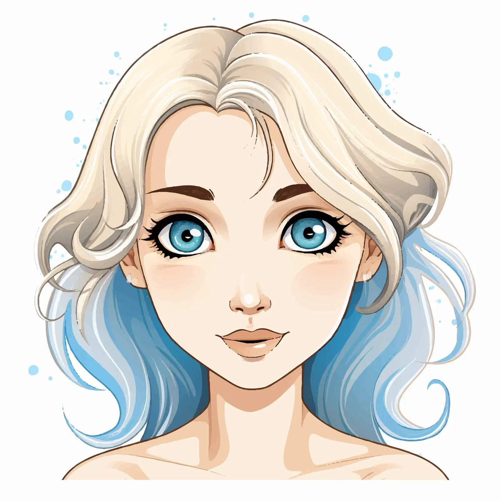 Cute Blonde Girl Illustration with Blue Eyes – free blue eyes image from Dotvec