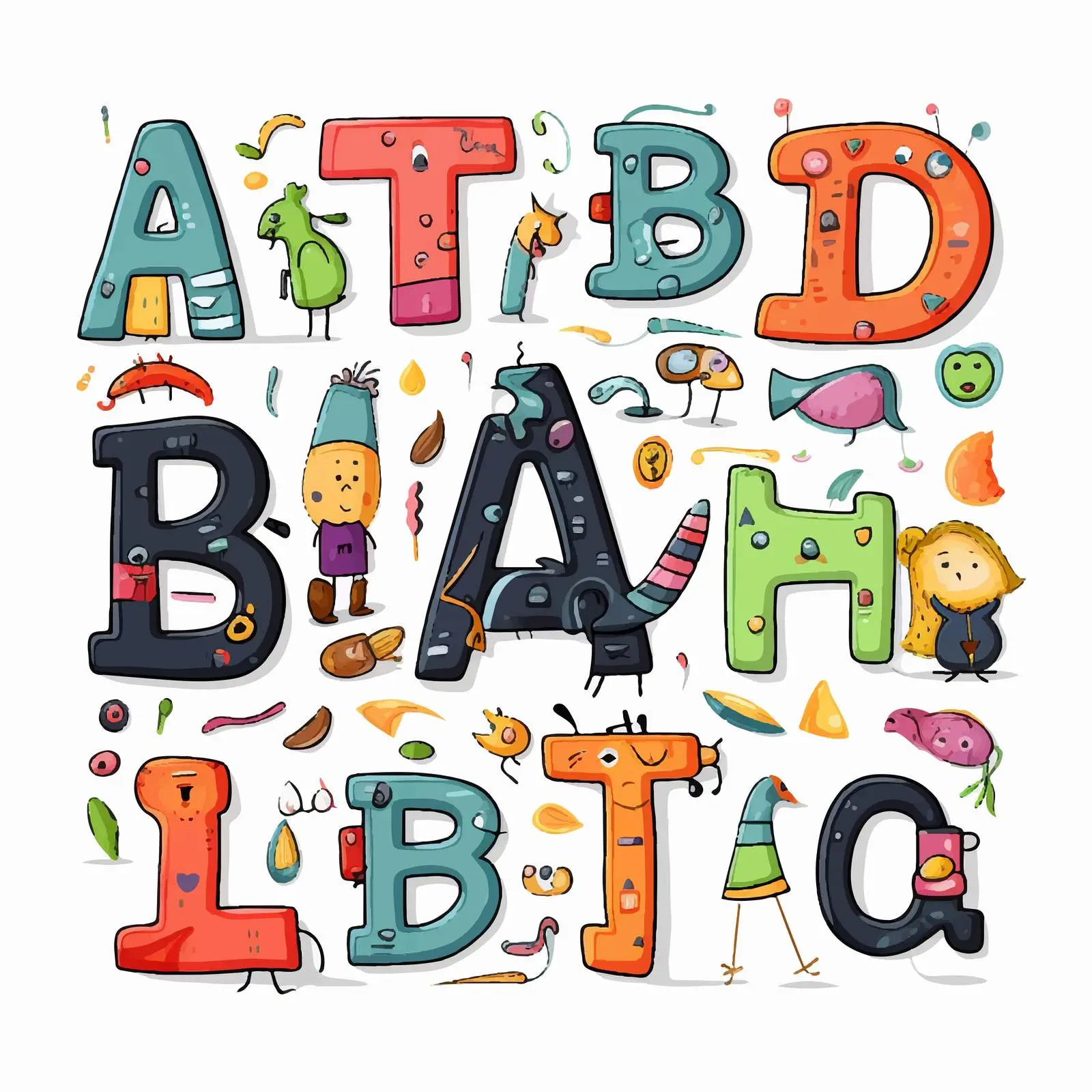 Cute Bold Colored Latin Alphabet in Baby Style — free download from Dotvec