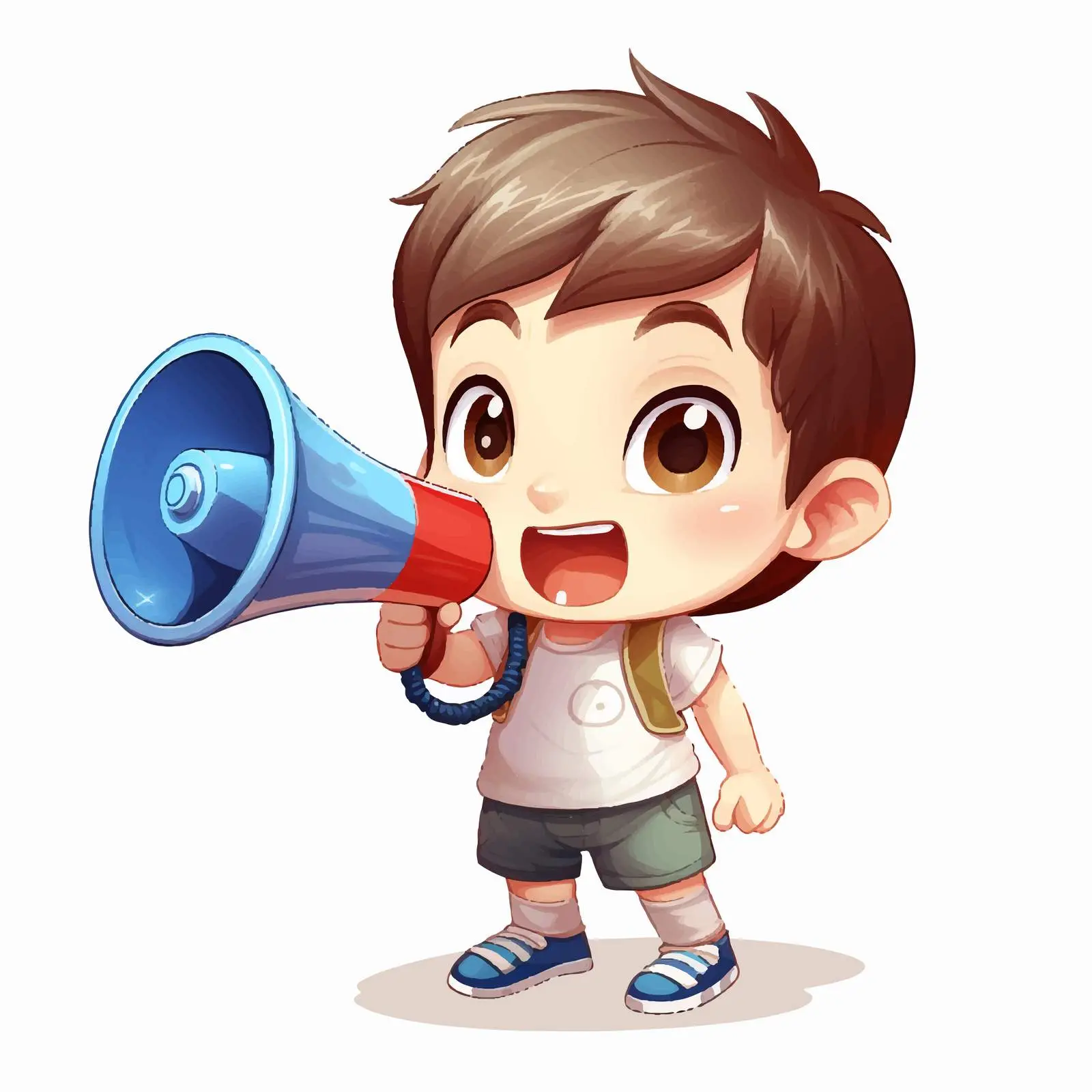Cute Boy Cartoon with Megaphone Illustration — free download from Dotvec