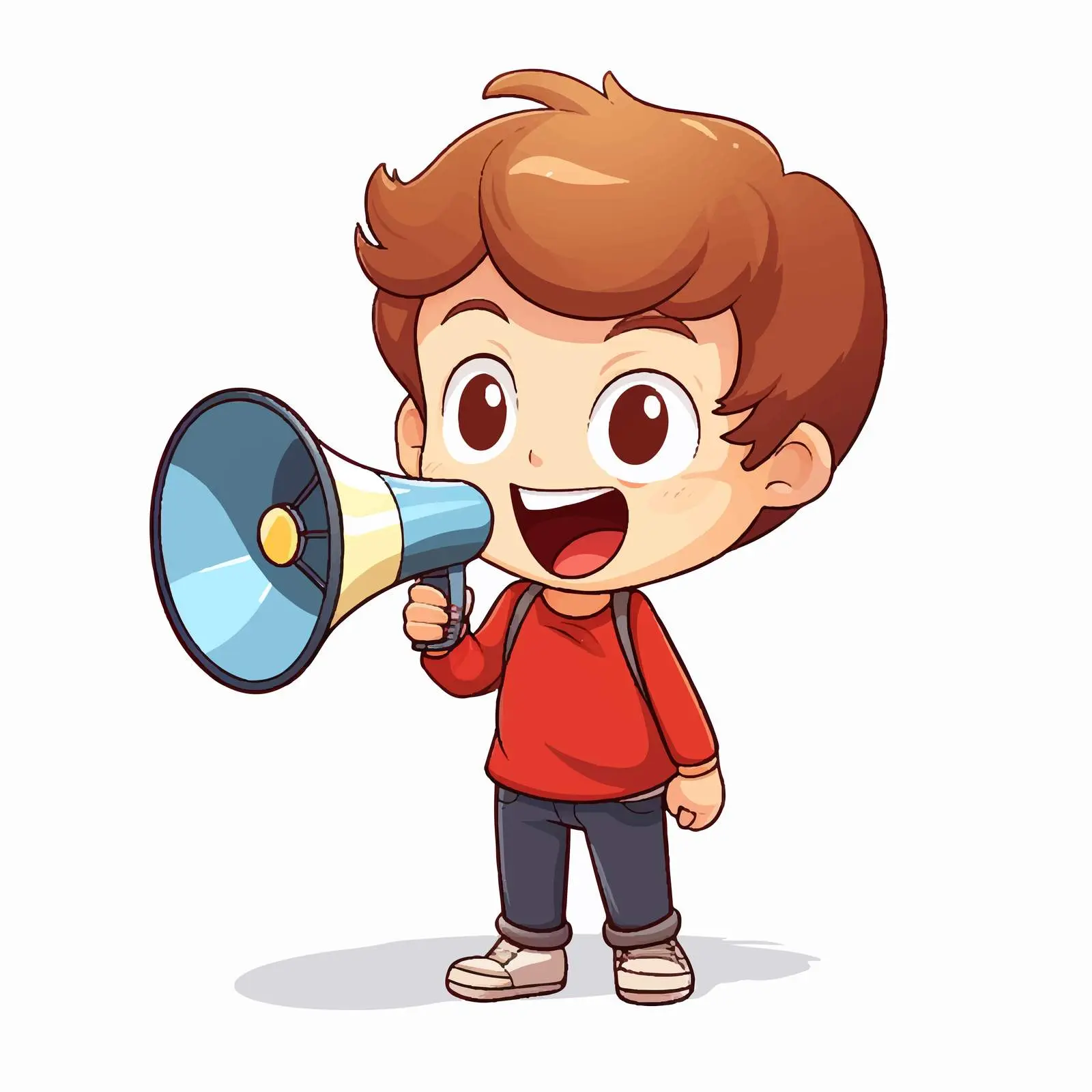 Cute Cartoon Boy with Megaphone Illustration – free lively illustration image from Dotvec