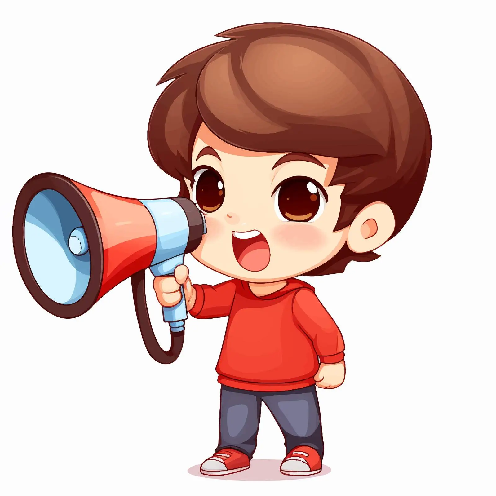 Cute Cartoon Boy with Megaphone Illustration — free download from Dotvec