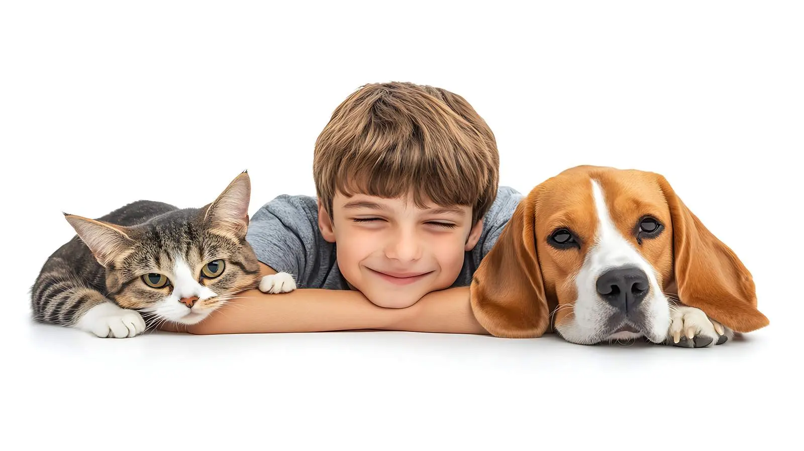 Scottish Fold Cat and Beagle Dog Isolated – free pose image from Dotvec
