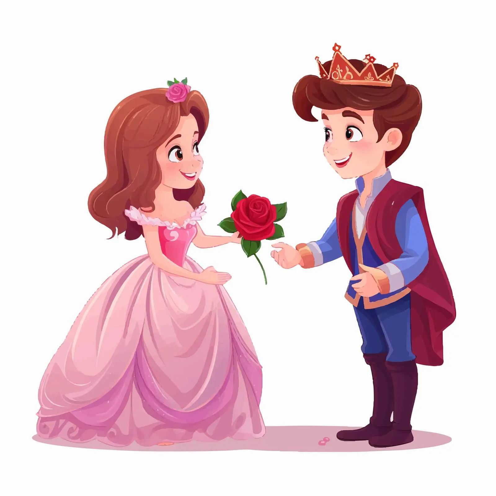 Cute Boy Prince Giving Rose to Princess Girl — free download from Dotvec
