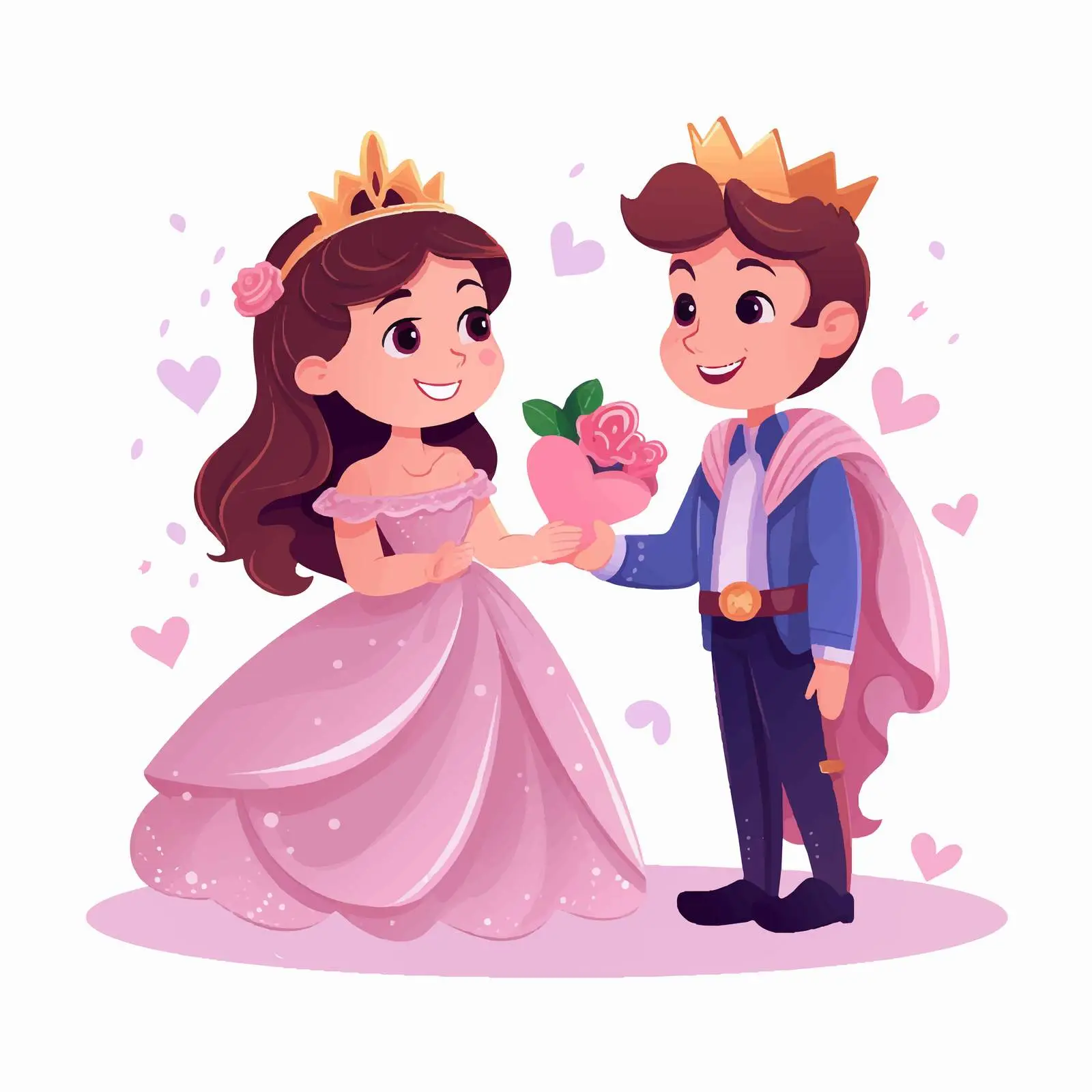 Prince Boy Giving Rose to Princess Girl — free download from Dotvec