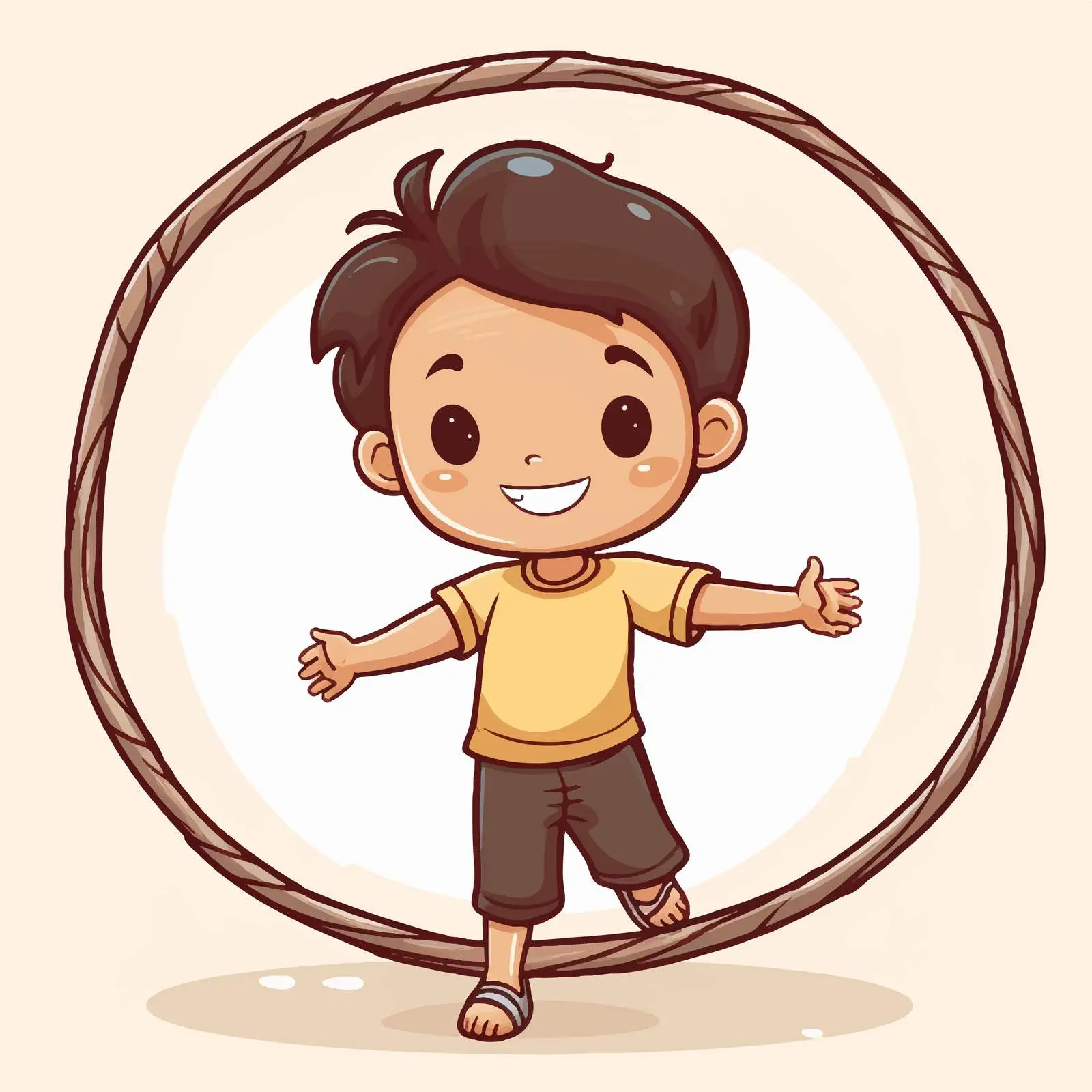 Cute Boy Cartoon Character with Hula Hoop – free hula hoop image from Dotvec