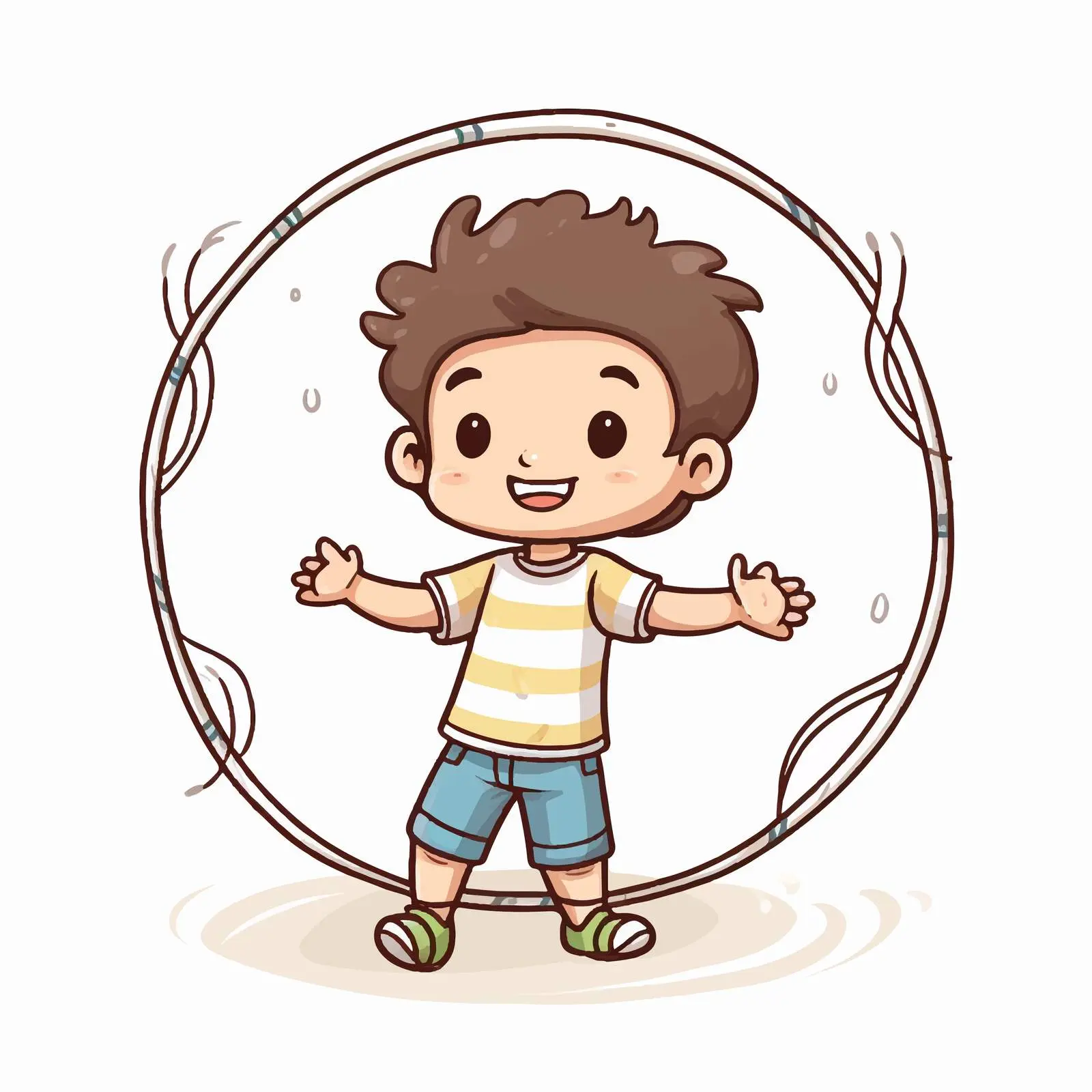 Cute Boy Cartoon Hula Hoop Vector Illustration — free download from Dotvec