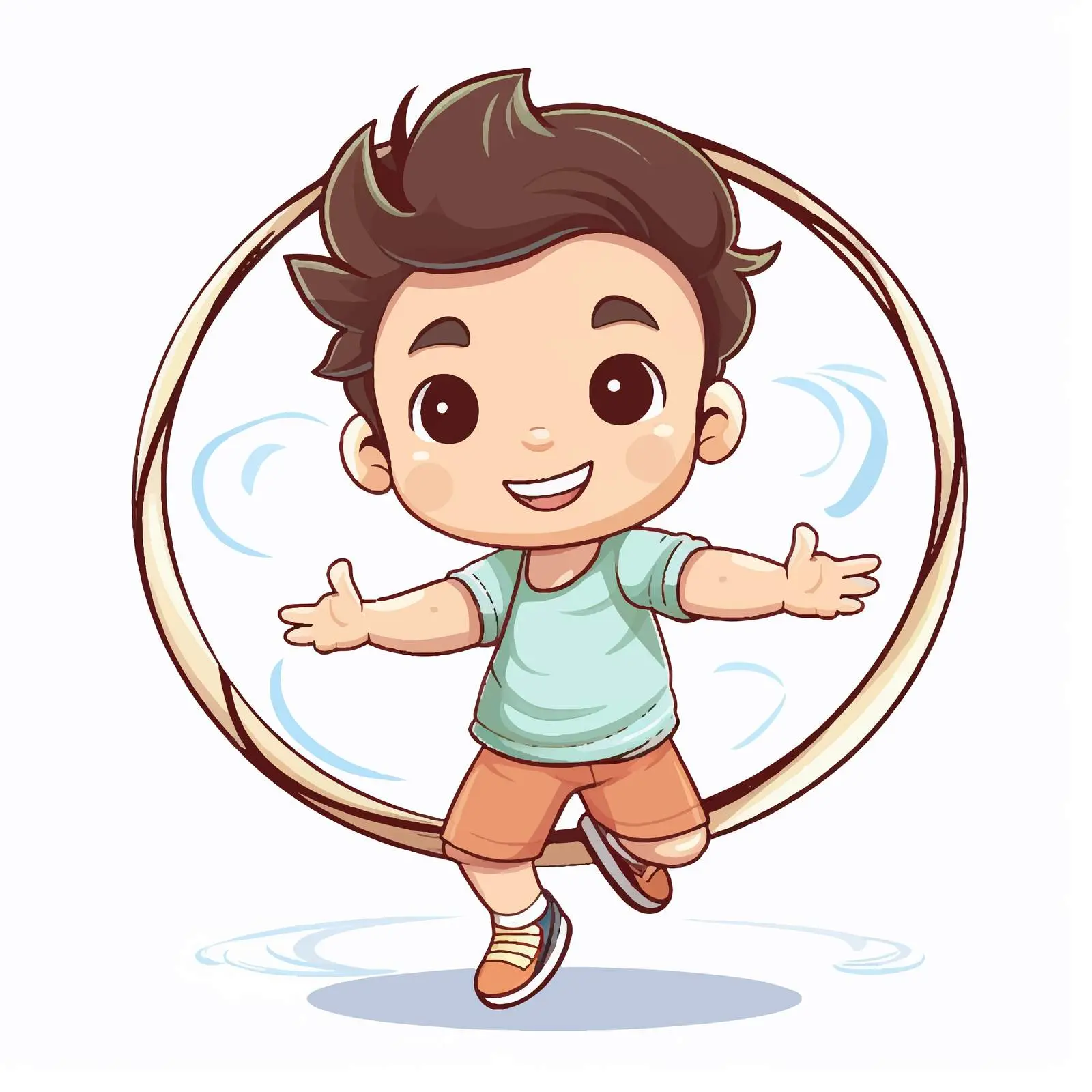 Cute Cartoon Boy with Hula Hoop — free download from Dotvec