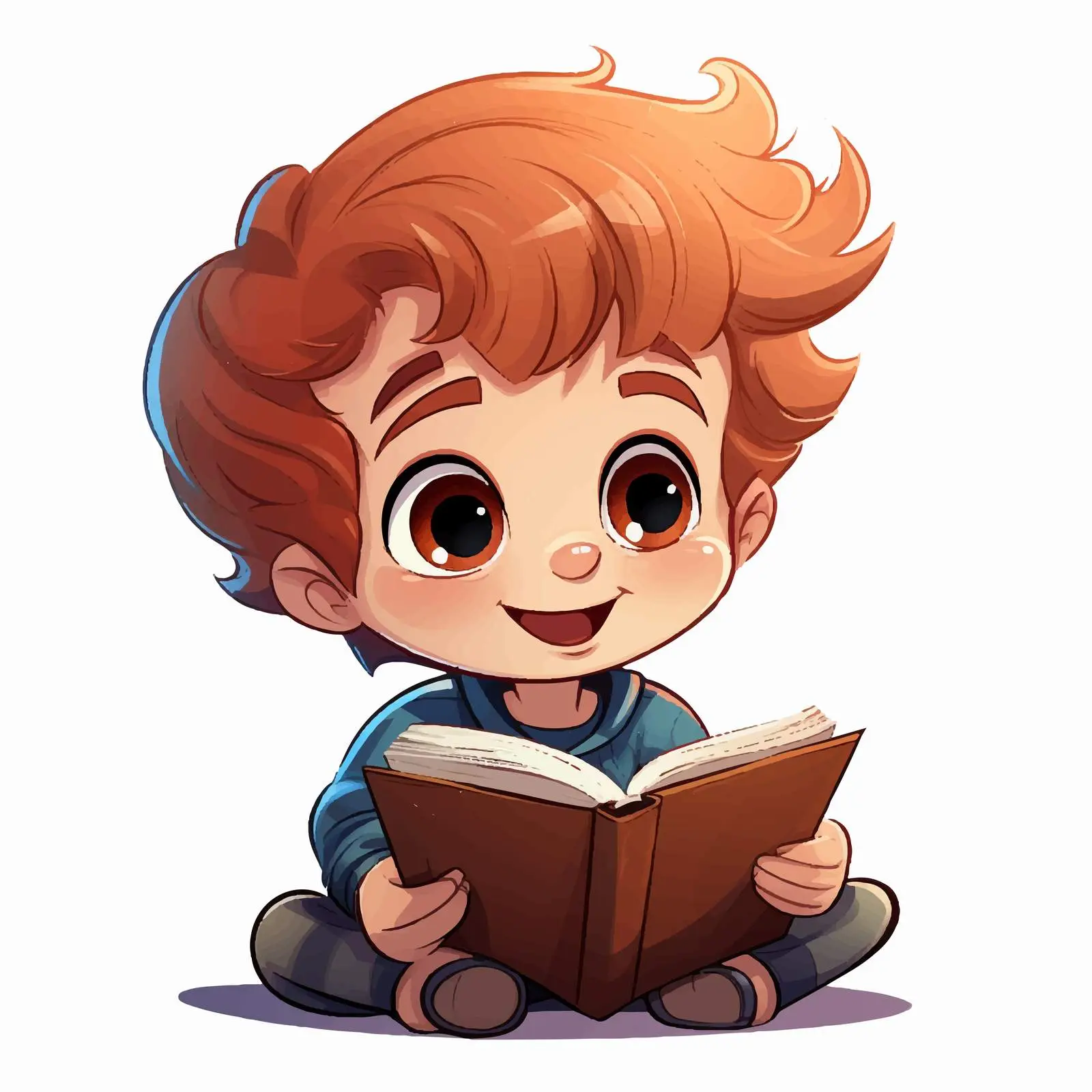 Cute Boy Reading a Book Cartoon Vector — free download from Dotvec