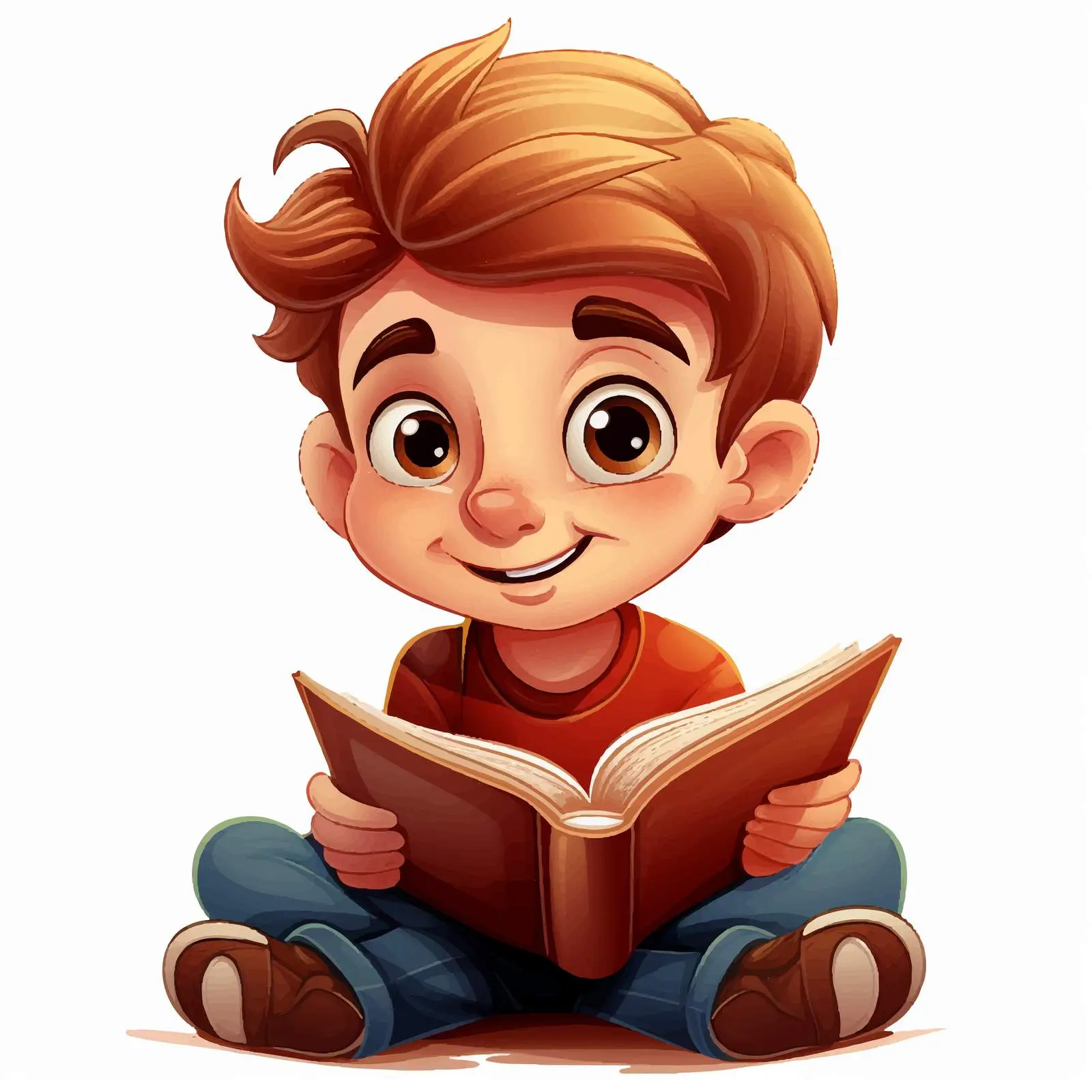 Cute Boy Reading Book Cartoon Character — free download from Dotvec