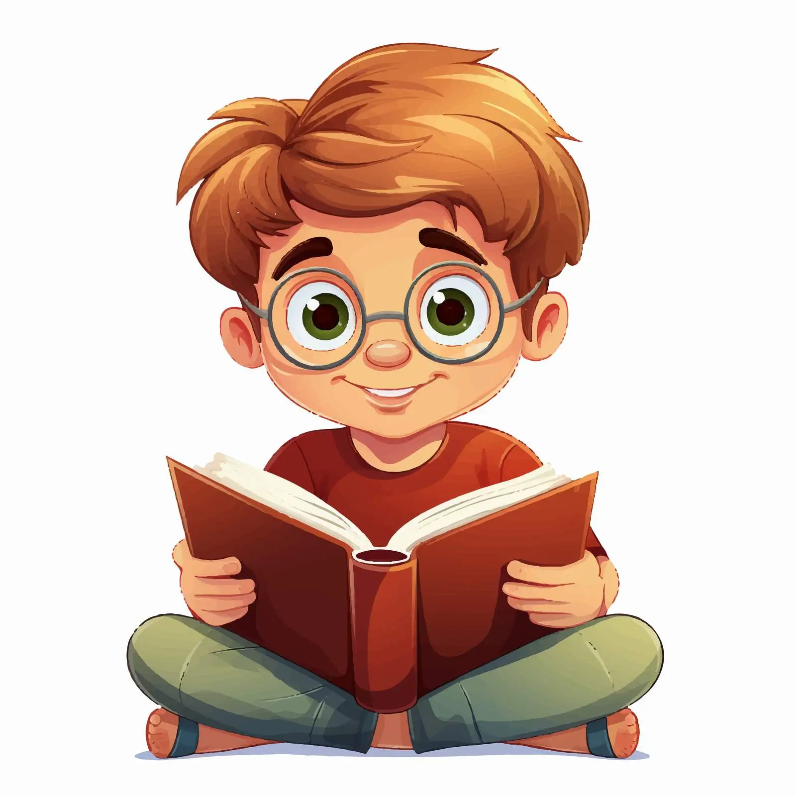 Cute Cartoon Boy Reading a Book Illustration — free download from Dotvec