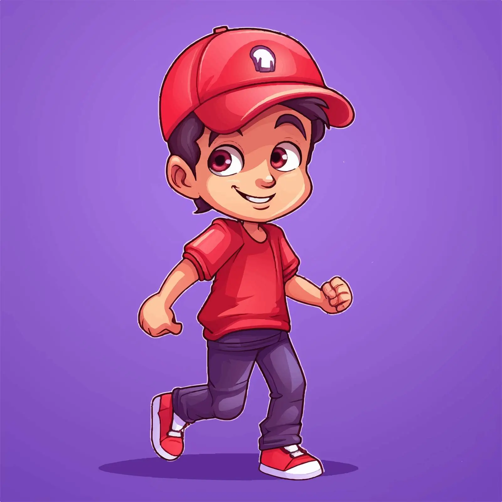 Cute Boy in Red Cap Walking Vector — free download from Dotvec