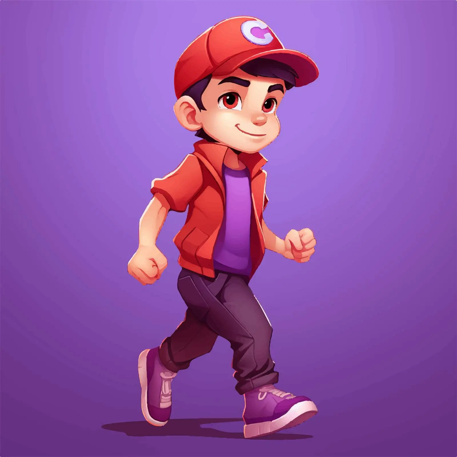 Cute Boy in Red Cap Walking Vector — free download from Dotvec