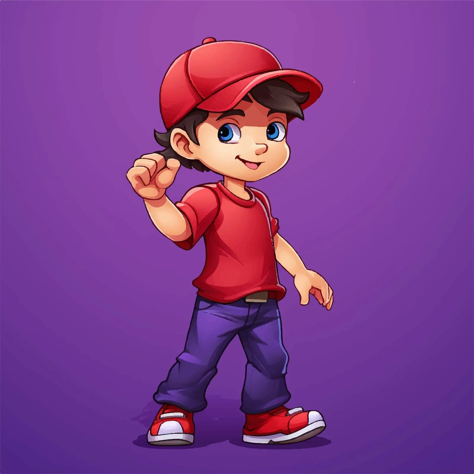Cute Boy in Red Cap Walking — free download from Dotvec