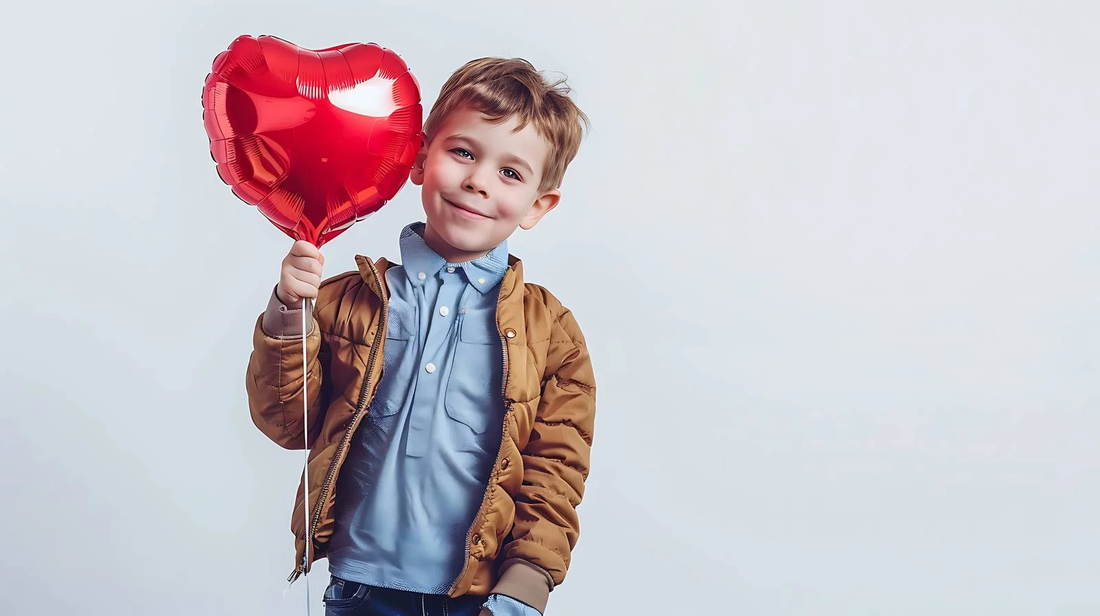 Cheerful Boy with Heart Balloon — free download from Dotvec