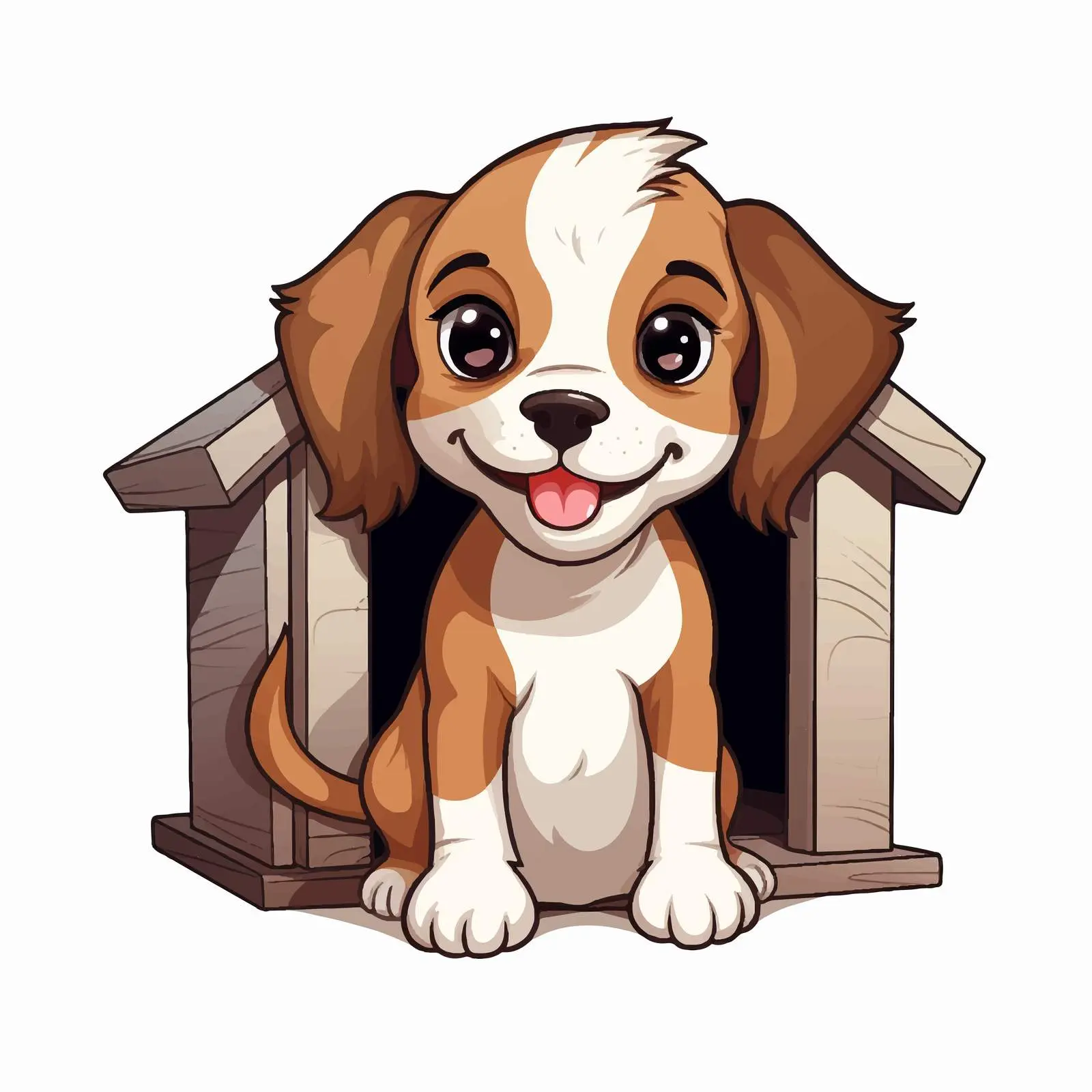 Cute Brown and White Puppy by Kennel — free download from Dotvec