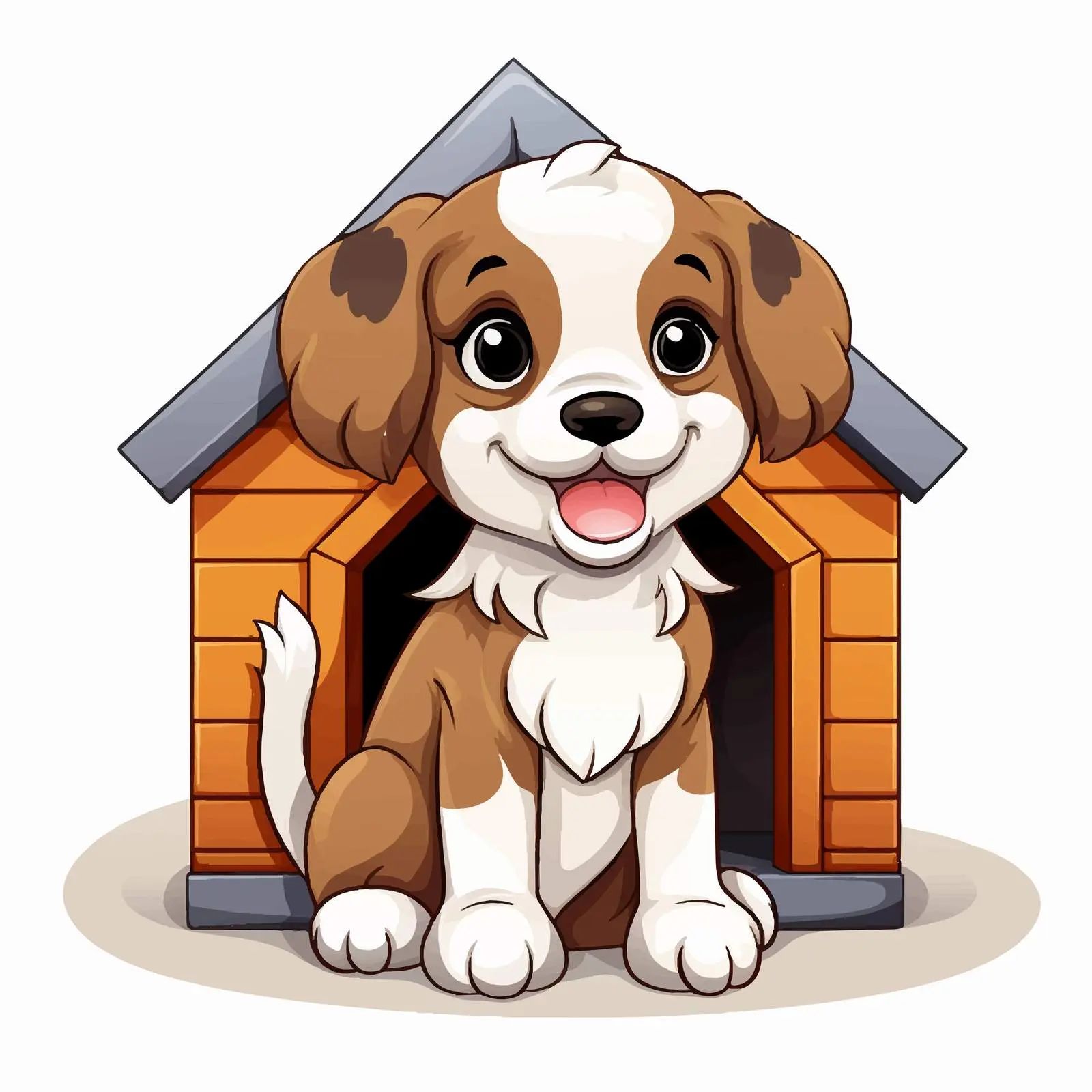 Cute Brown and White Puppy by Kennel — free download from Dotvec