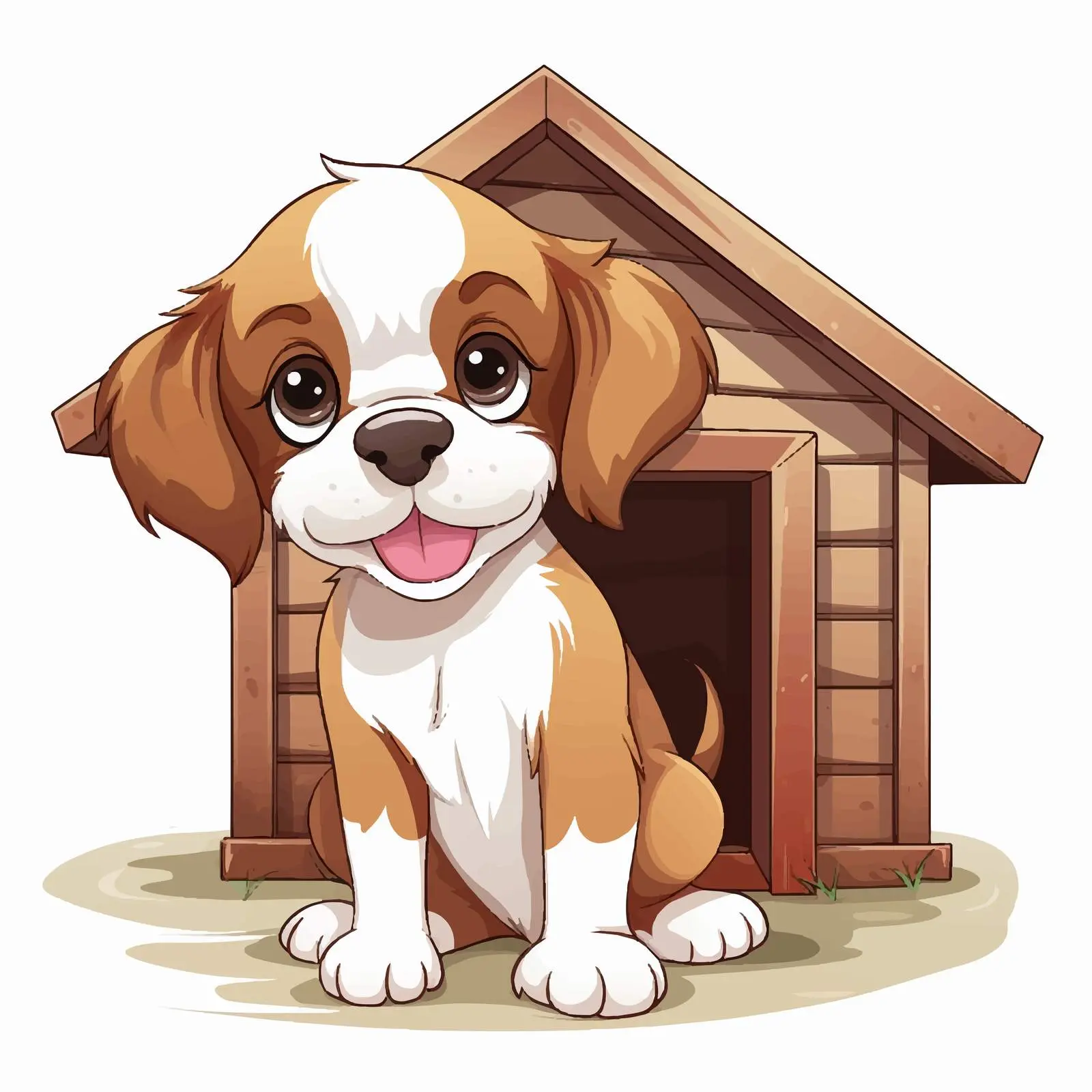 Cute Brown and White Puppy by Kennel — free download from Dotvec