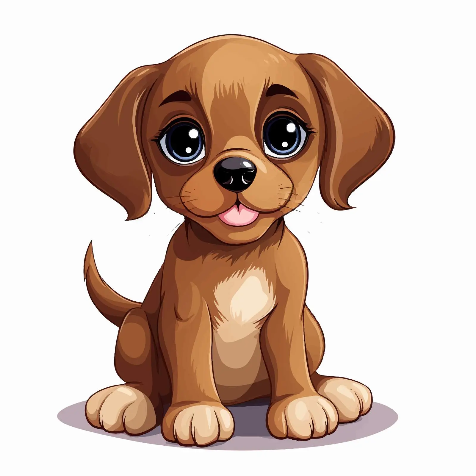 Cute Brown Cartoon Puppy with Big Eyes — free download from Dotvec