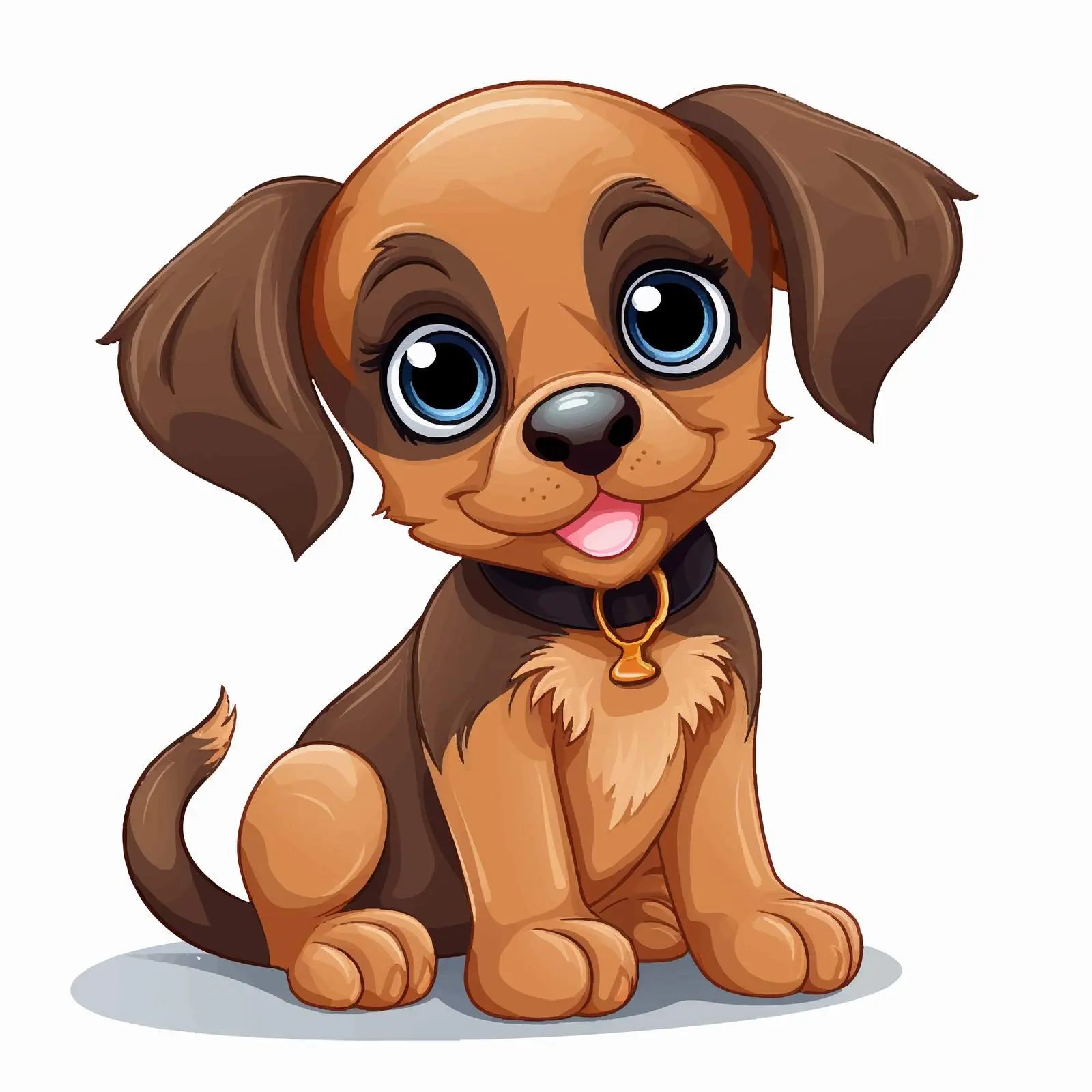 Cute Brown Cartoon Puppy with Big Eyes — free download from Dotvec