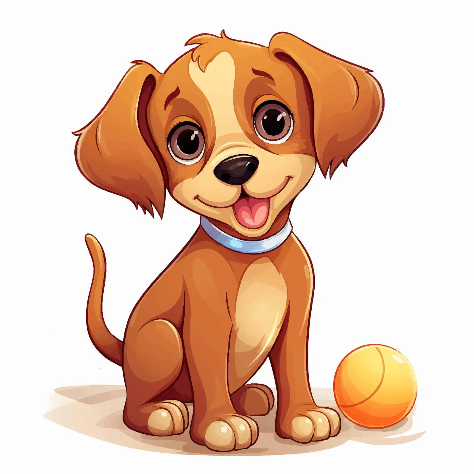 Cute Brown Cartoon Puppy with Big Eyes — free download from Dotvec