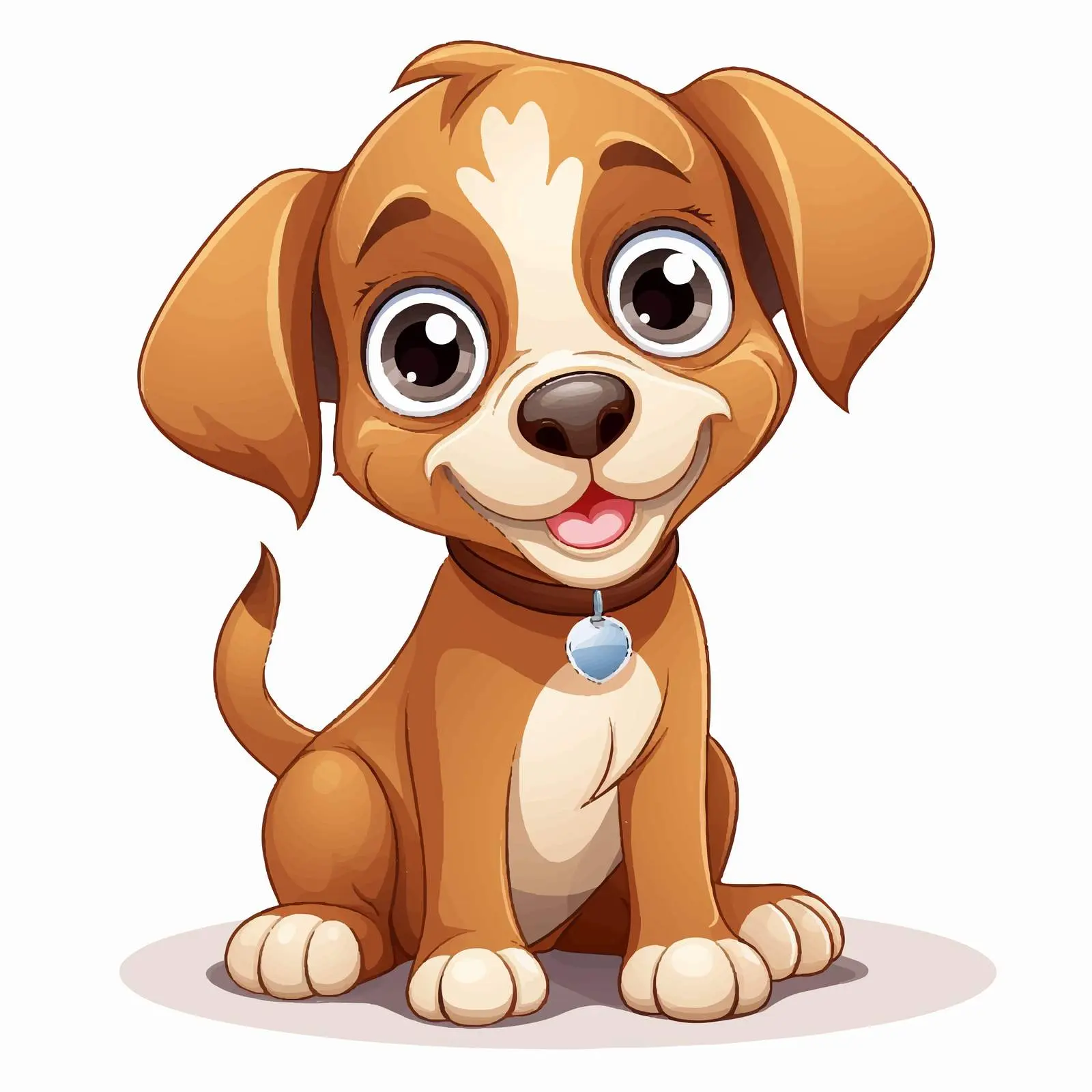 Cute Brown Cartoon Puppy with Big Eyes Vector – free playful puppy image from Dotvec