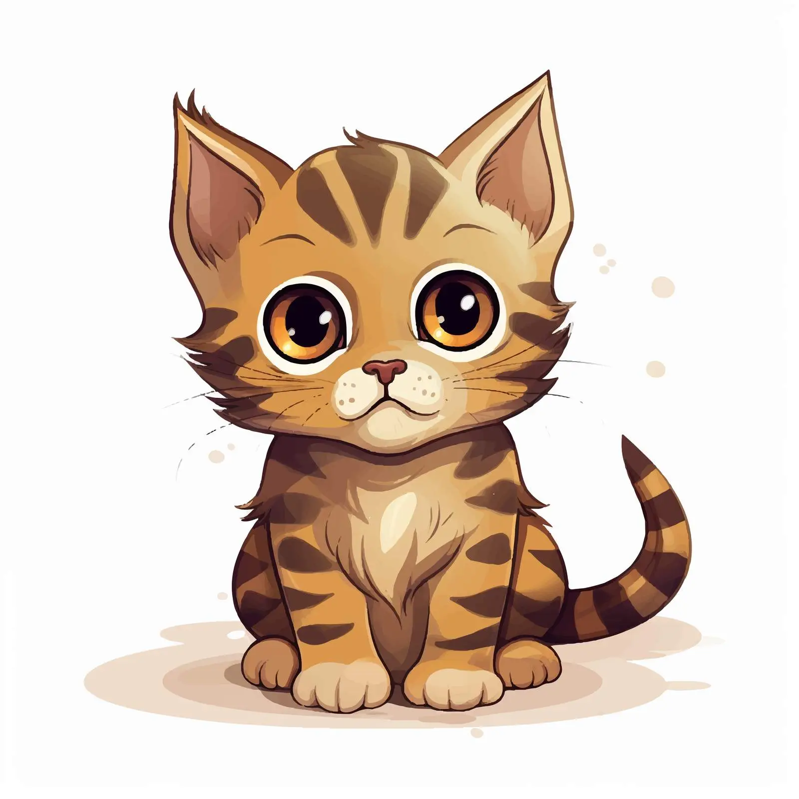 Cute Brown Tabby Kitten with Big Eyes Vector — free download from Dotvec