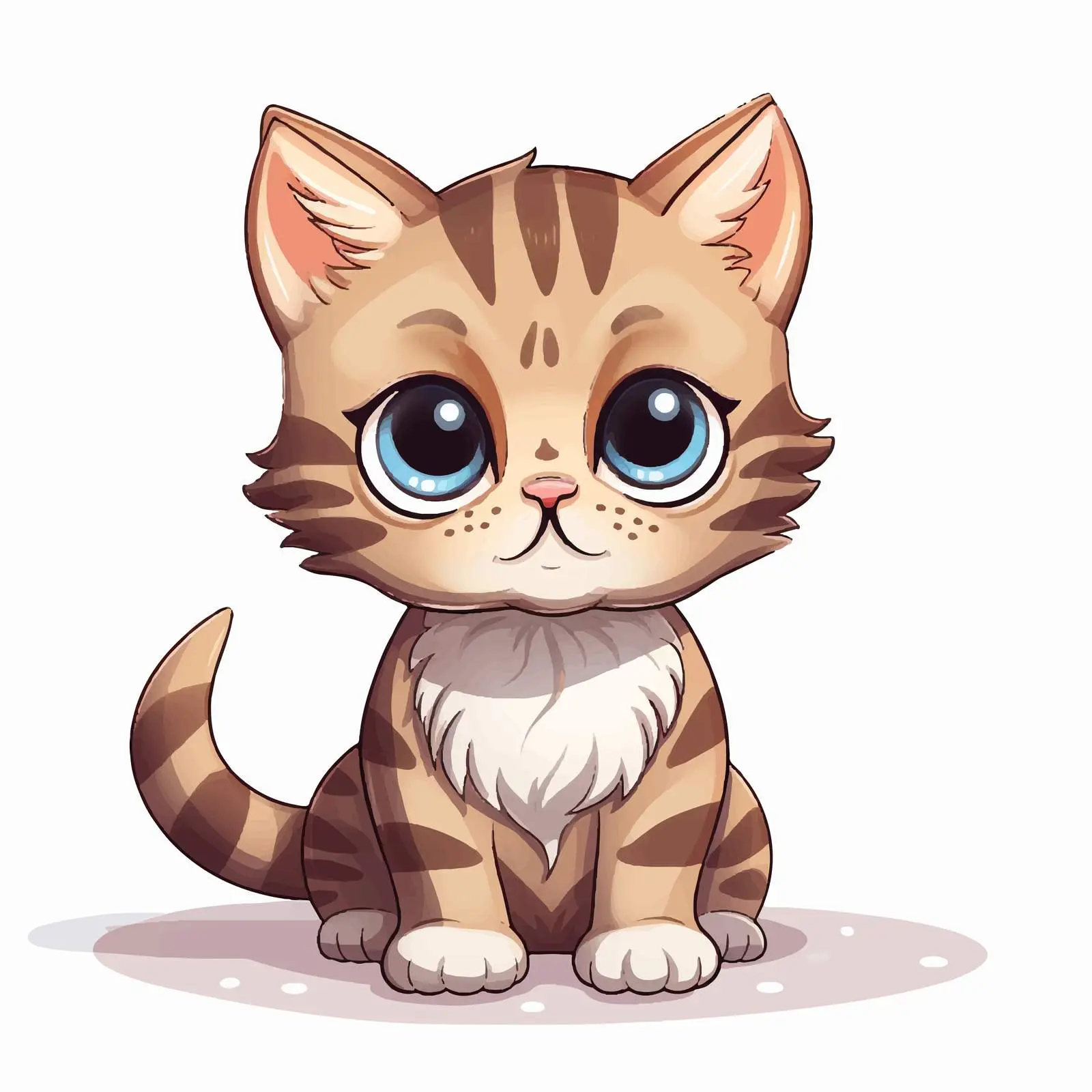Cute Brown Tabby Kitten Cartoon Vector — free download from Dotvec