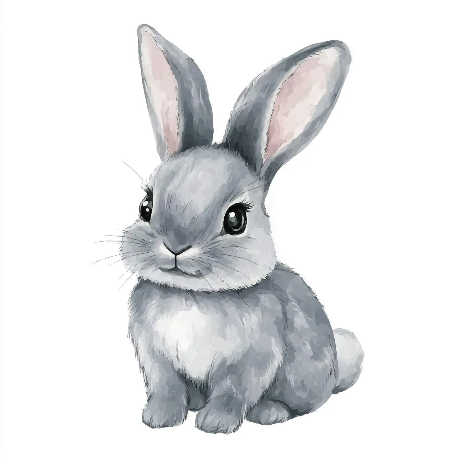 Gray Watercolor Illustration of Cute Bunnies – free unique illustrations image from Dotvec