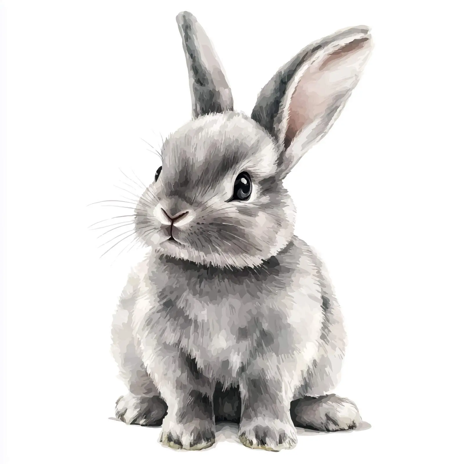 Cute Gray Watercolor Bunnies Illustration — free download from Dotvec