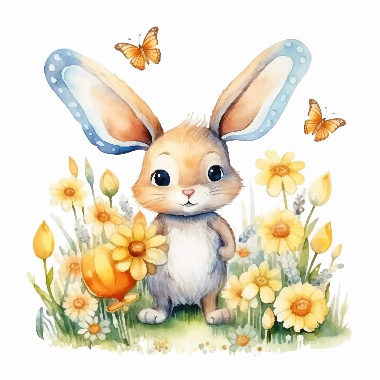 Cute Bunny and Bee in Carrot House – free carrot image from Dotvec