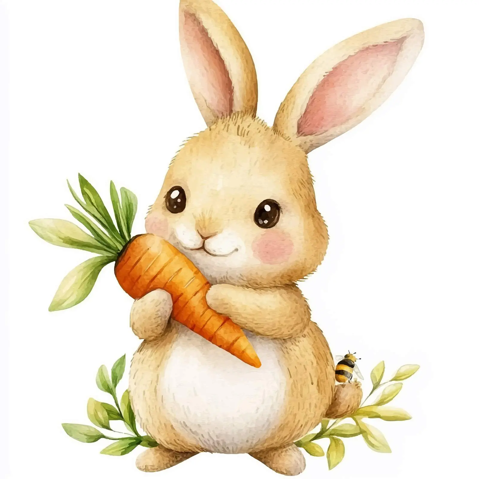 Cute Bunny with Carrot and Honeycomb Pattern – free carrot image from Dotvec