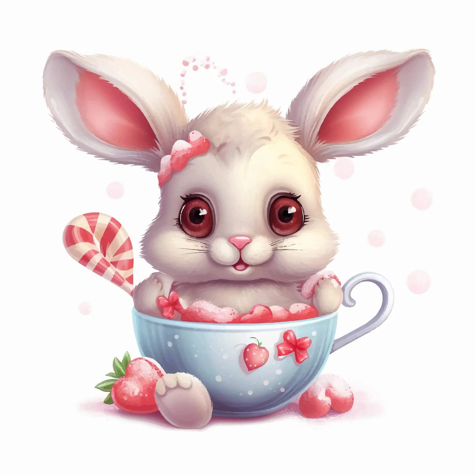 Cute Bunny in a Cup with Christmas Sweets — free download from Dotvec