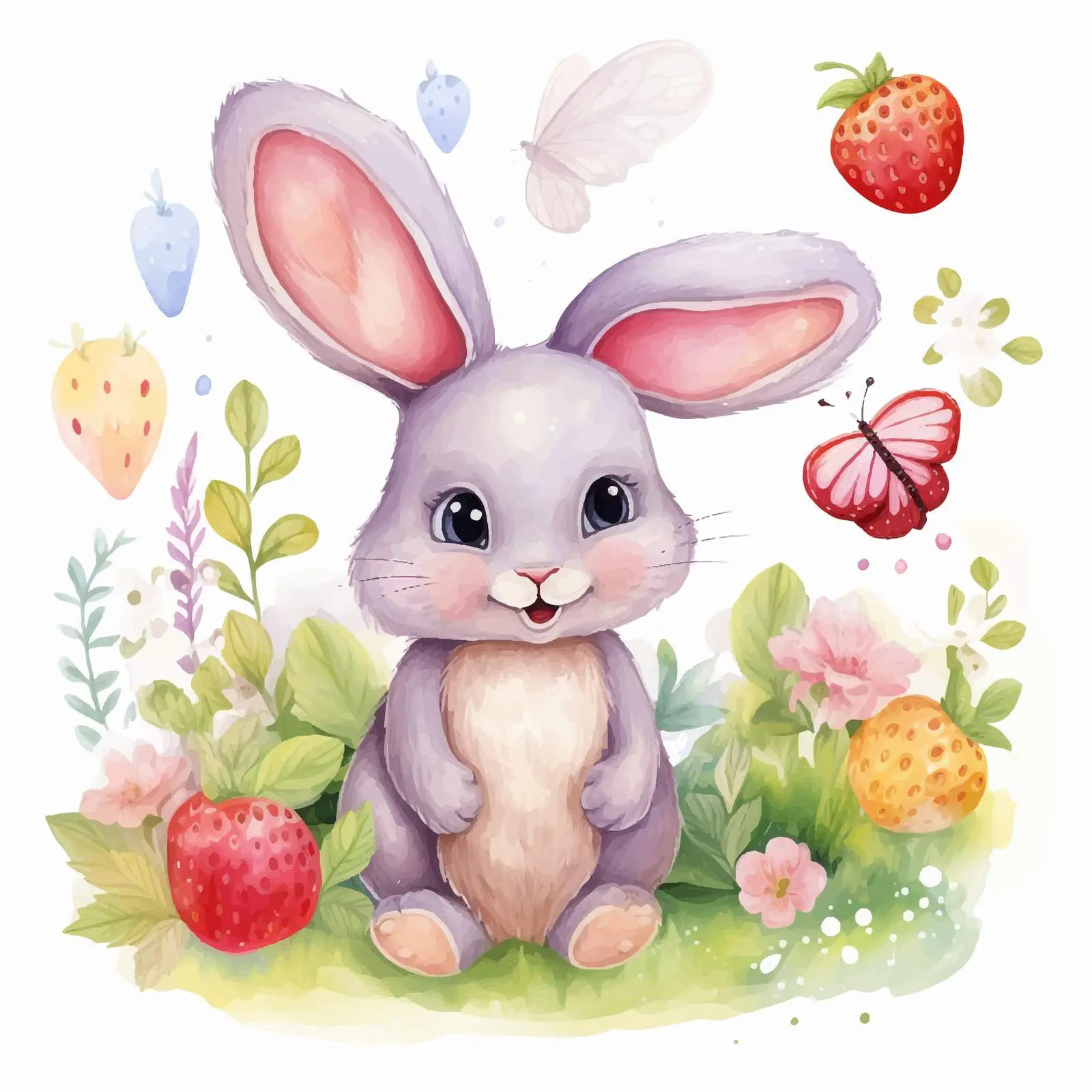 Cute Bunny and Friends Summer Vector Set — free download from Dotvec