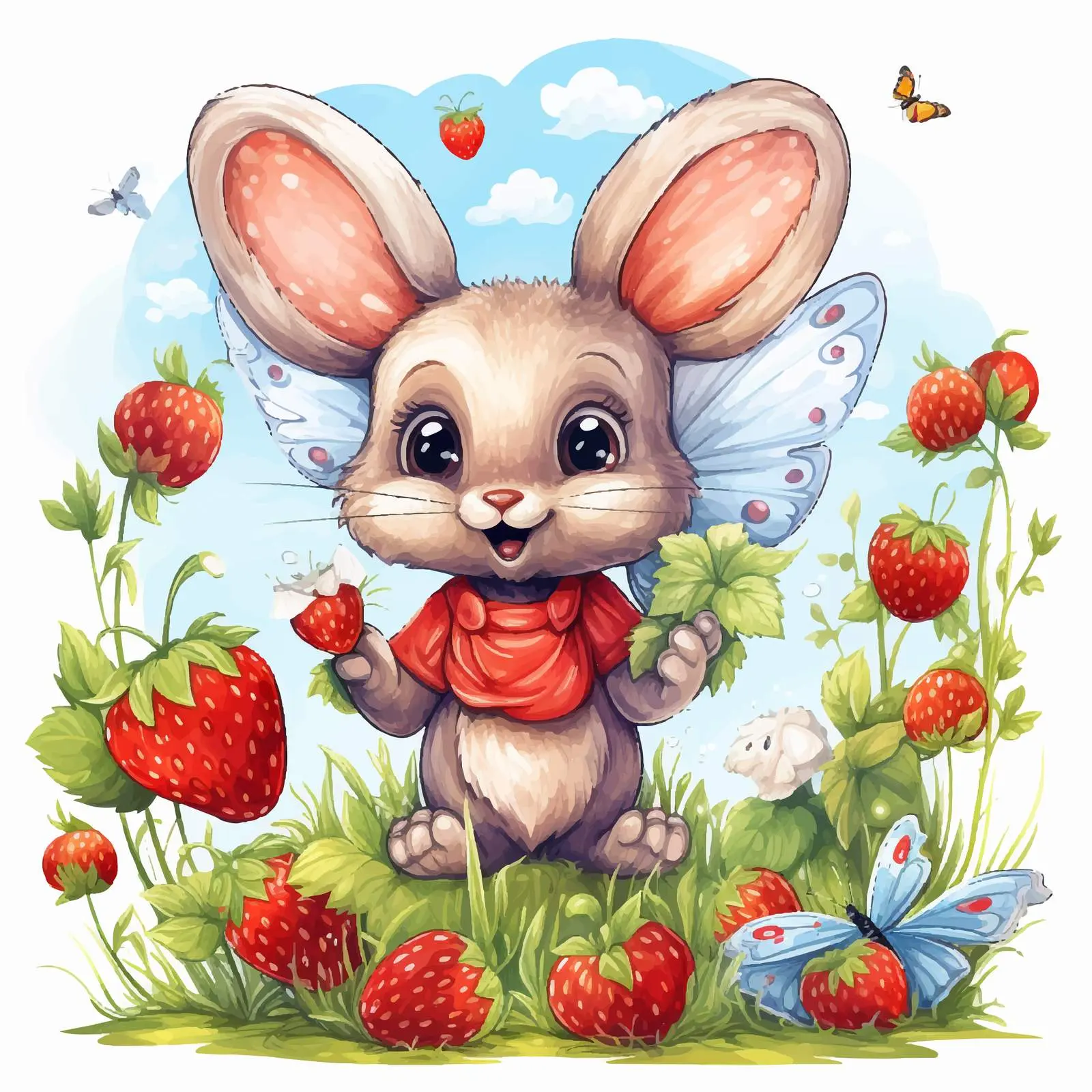 Cute Summer Animals with Butterflies and Clouds — free download from Dotvec