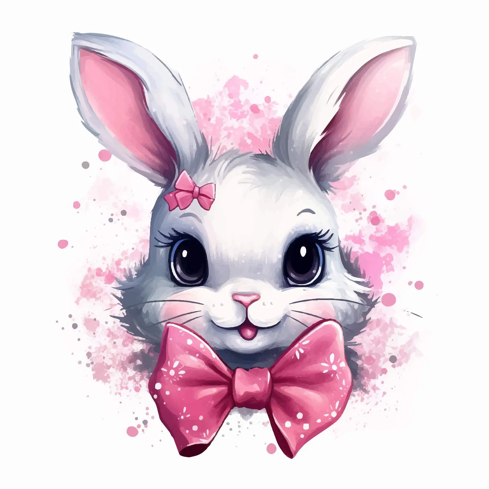 Cute Bunny with Pink Bow Portrait Vector — free download from Dotvec