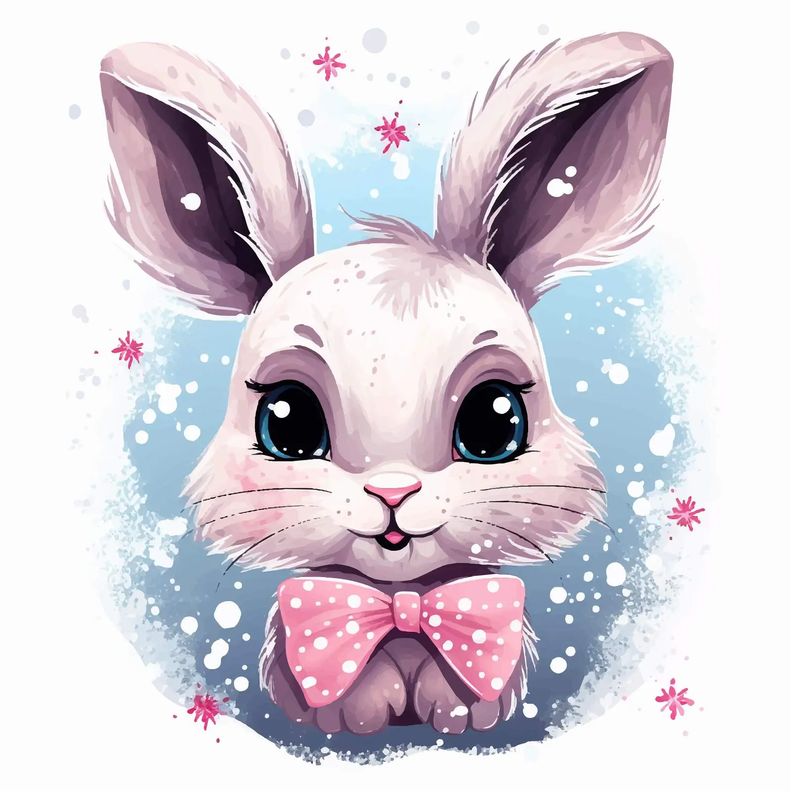 Cute Bunny Portrait with Pink Bow – free vector pet image from Dotvec